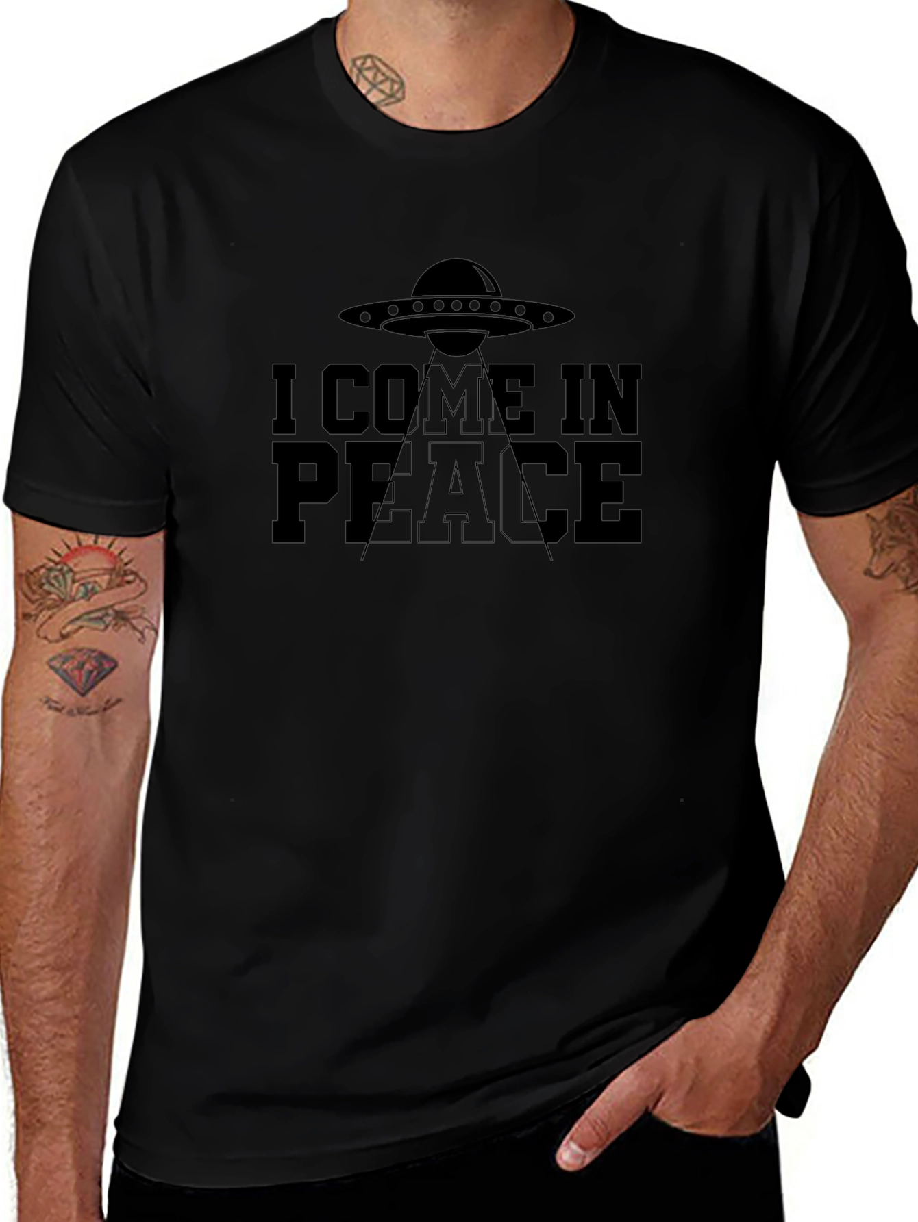I Come in Peace UFO Graphic T-Shirt