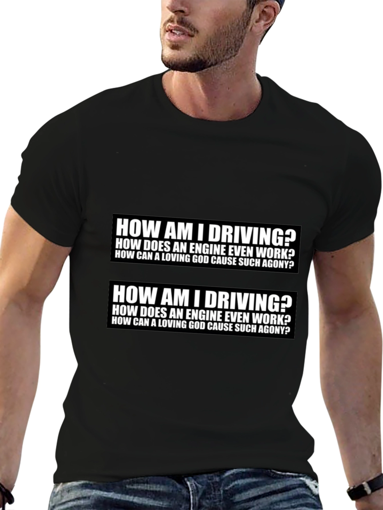 Humorous Graphic T-Shirt - Driving & Existential Questions