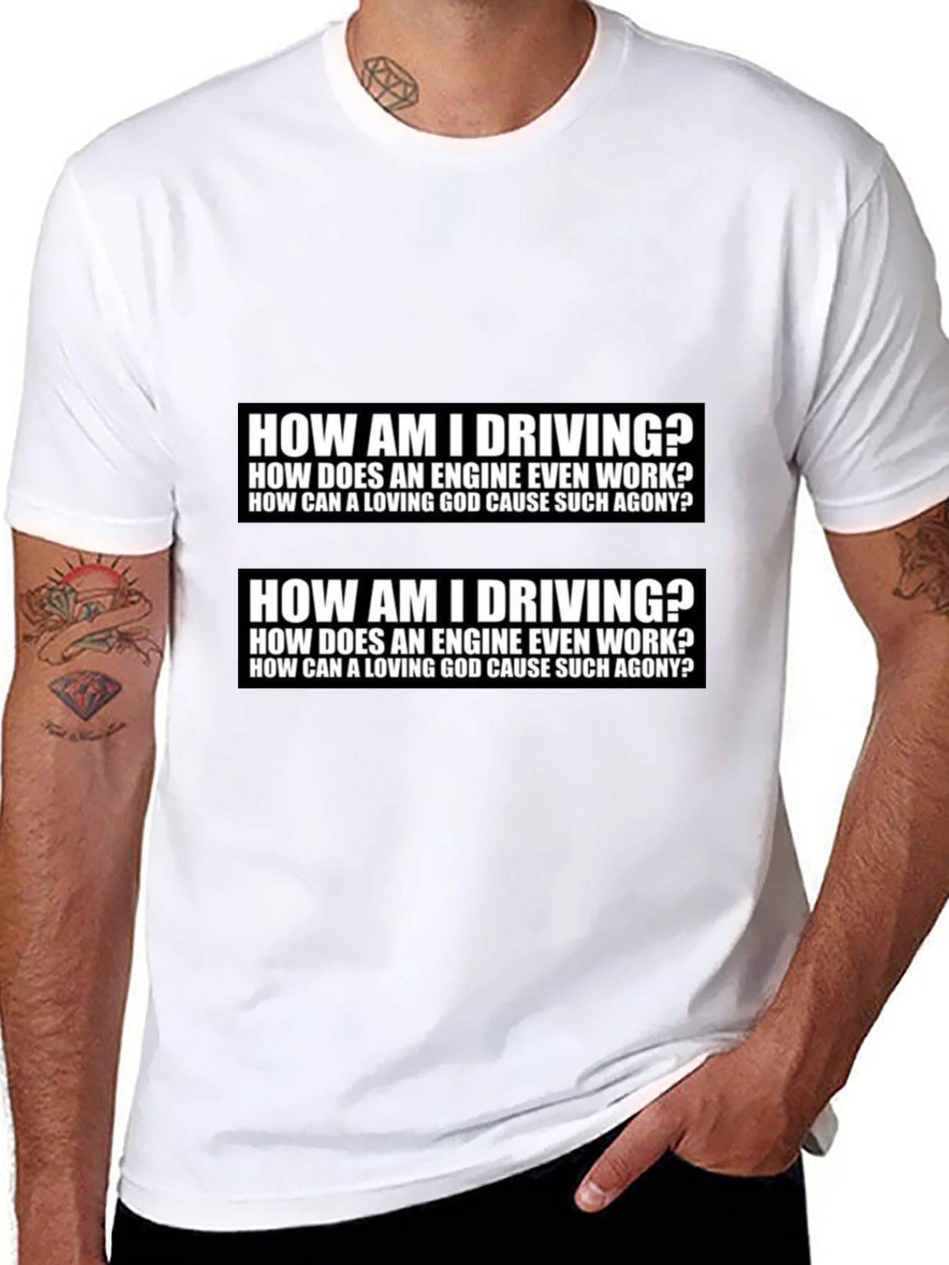 Humorous Graphic T-Shirt - Driving & Existential Questions