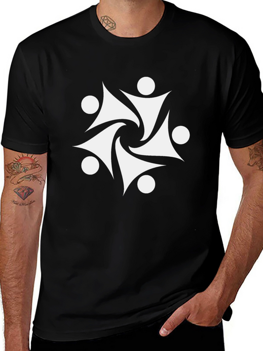 Abstract White Graphic Print Black T-Shirt
