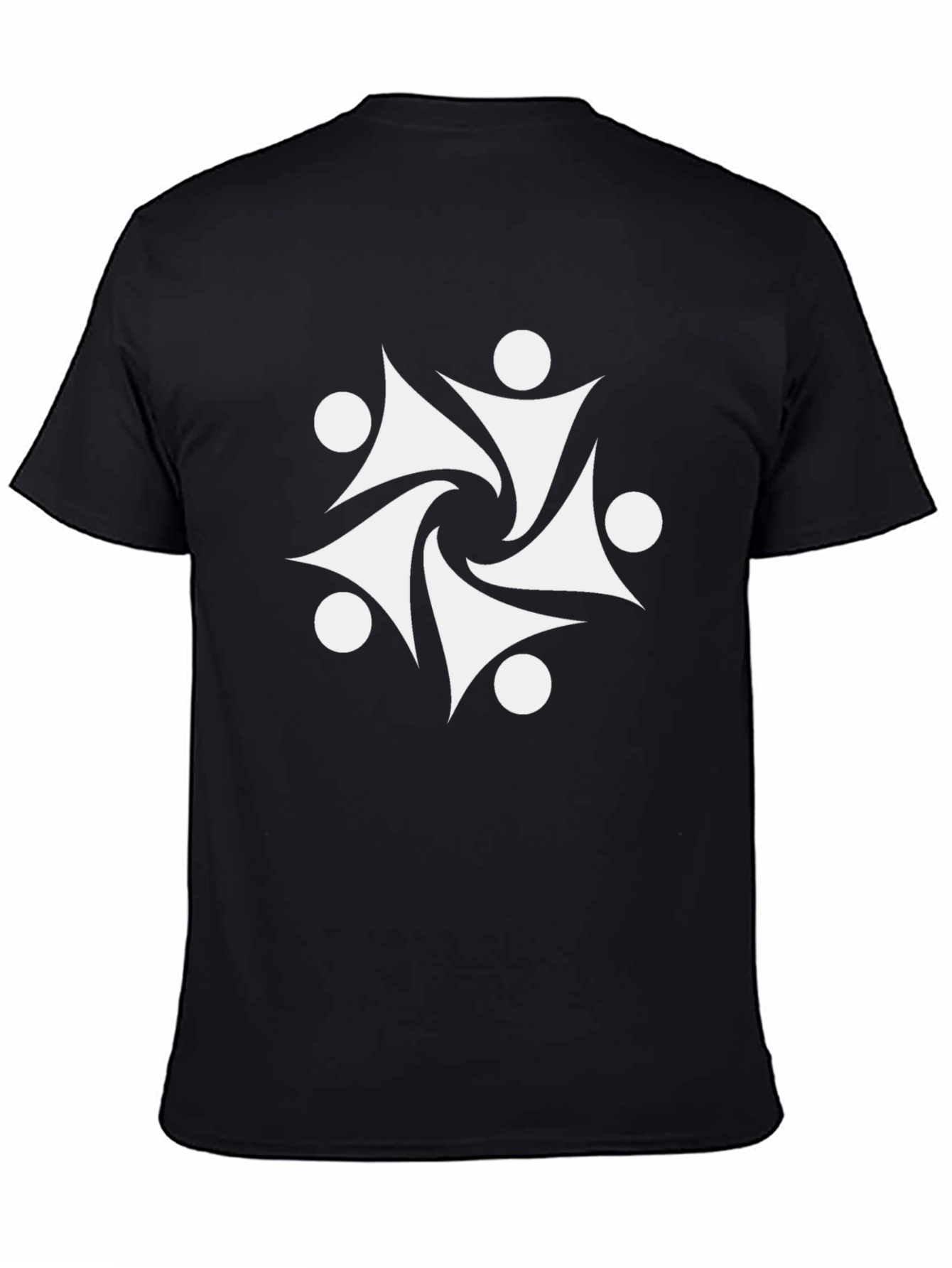 Abstract White Graphic Print Black T-Shirt