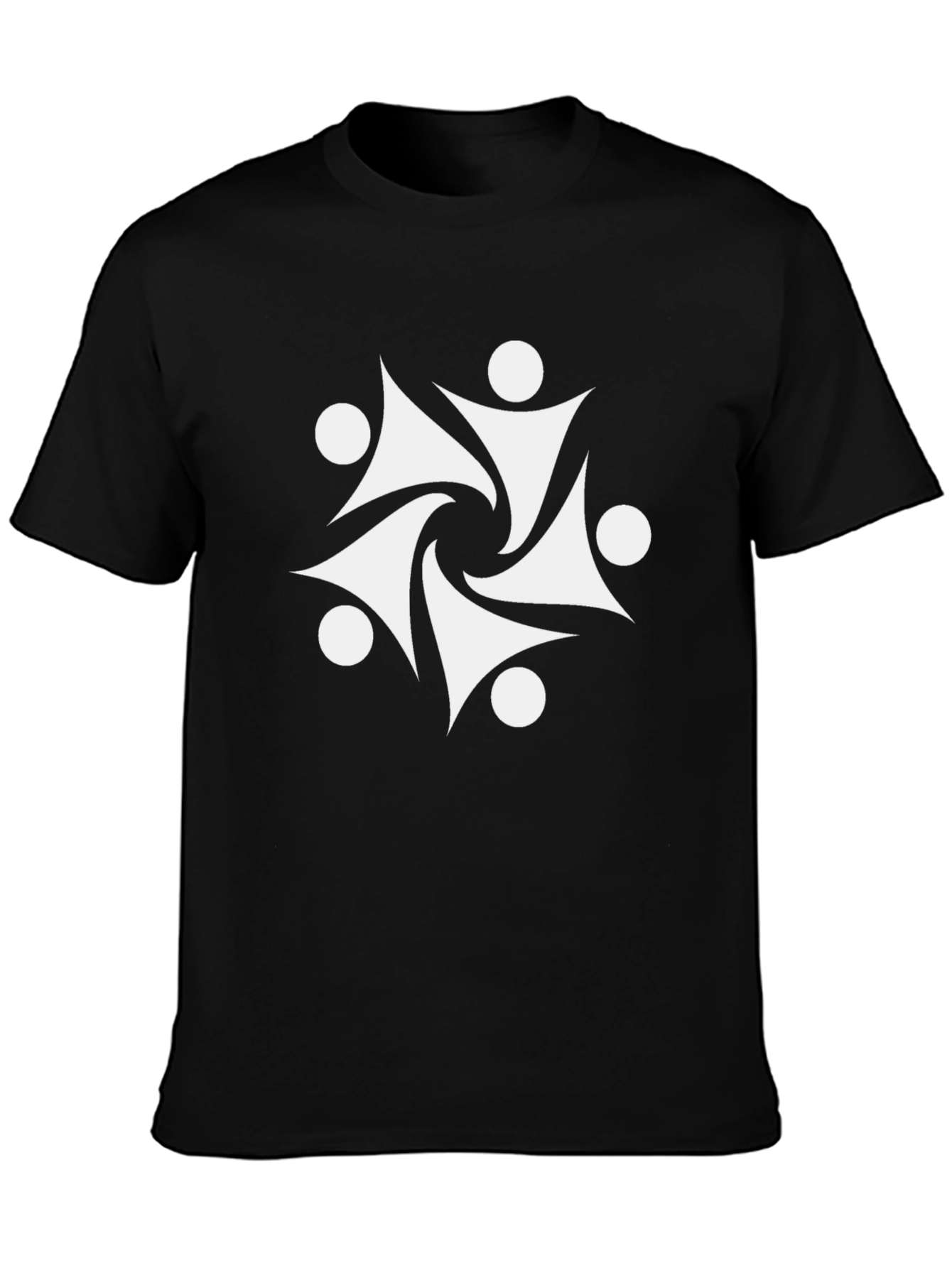 Abstract White Graphic Print Black T-Shirt