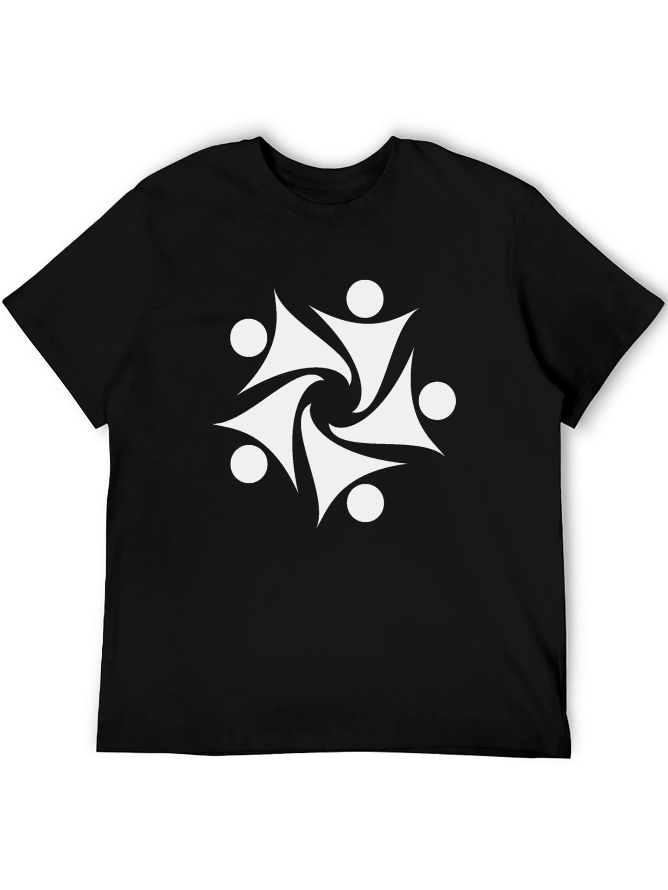 Abstract White Graphic Print Black T-Shirt