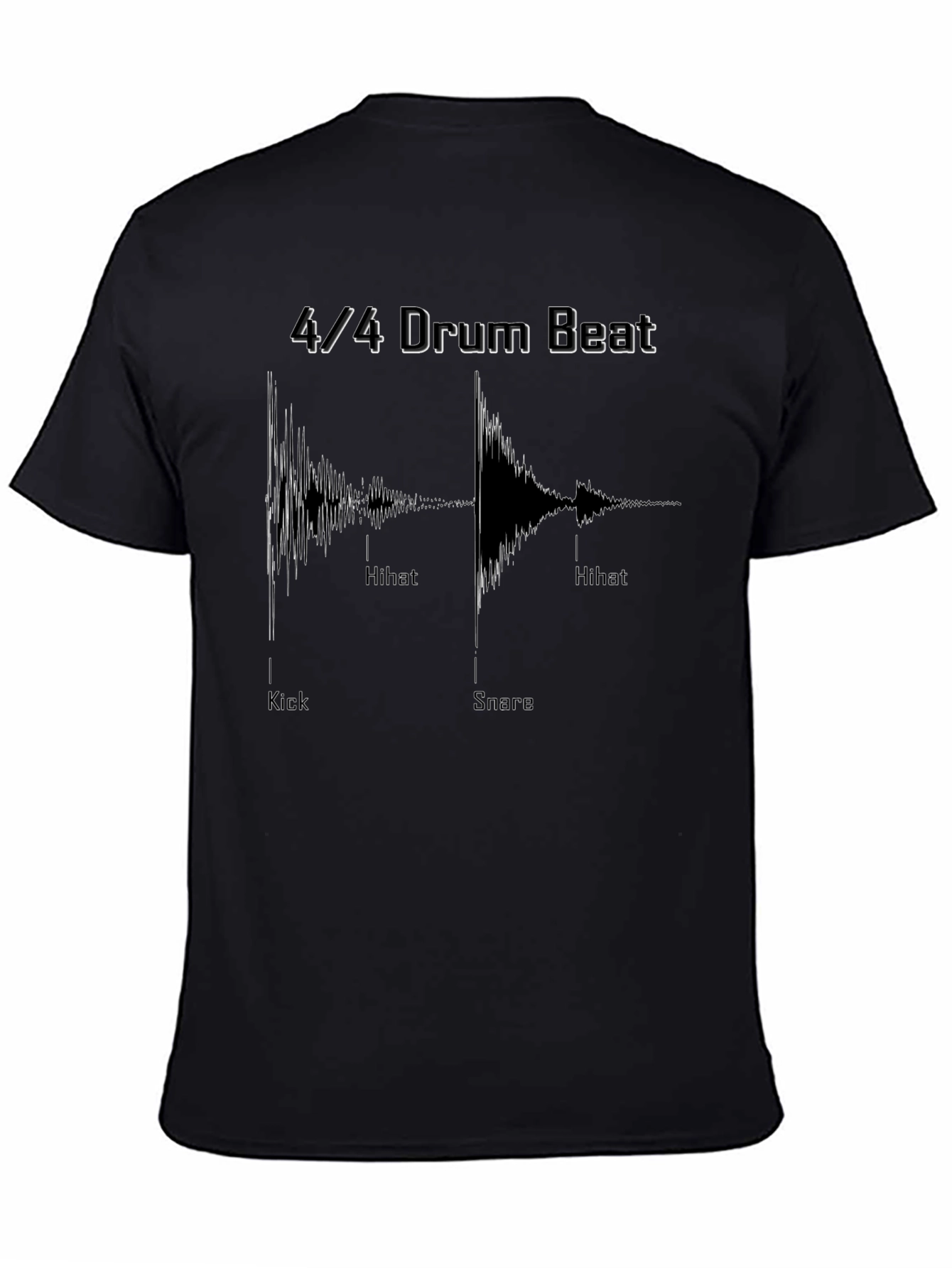 4/4 Drum Beat Graphic Tee - Musicians Black T-Shirt