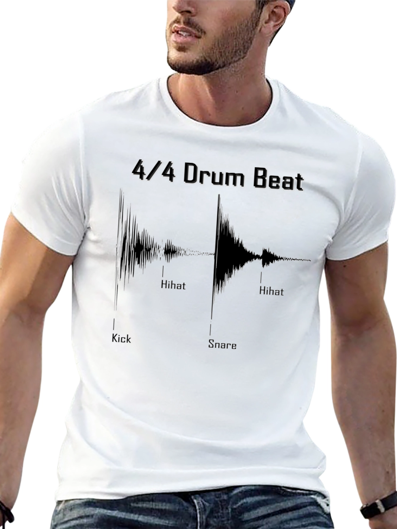 4/4 Drum Beat Graphic Tee - Musicians Black T-Shirt