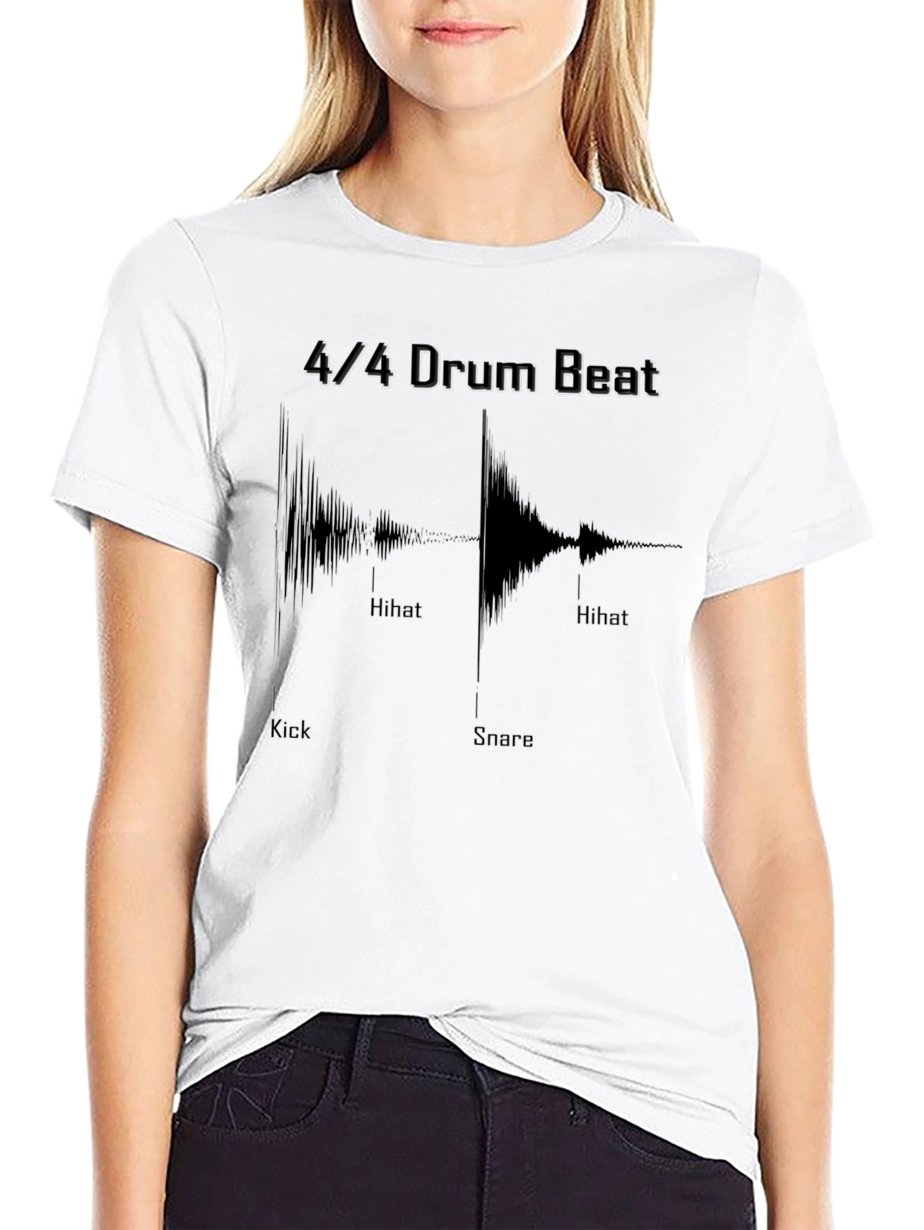 4/4 Drum Beat Graphic Tee - Musicians Black T-Shirt