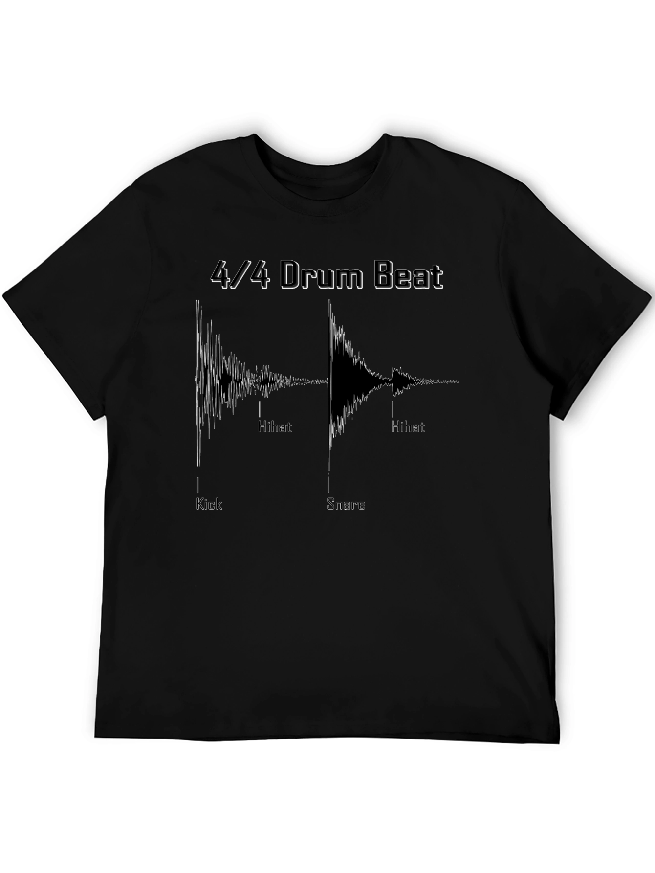 4/4 Drum Beat Graphic Tee - Musicians Black T-Shirt