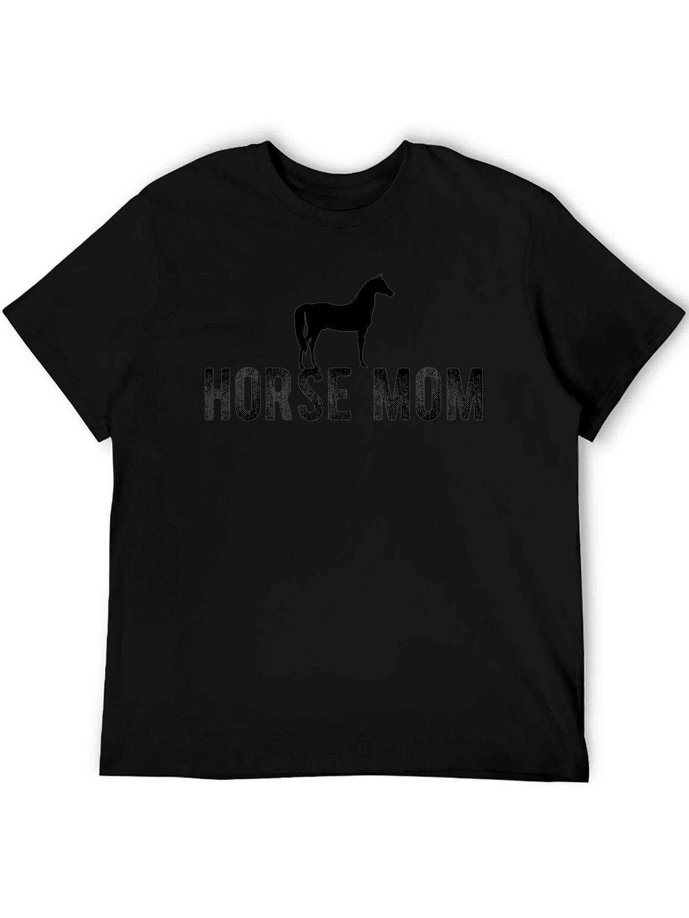 Horse Mom Graphic Tee - Black Cotton T-Shirt