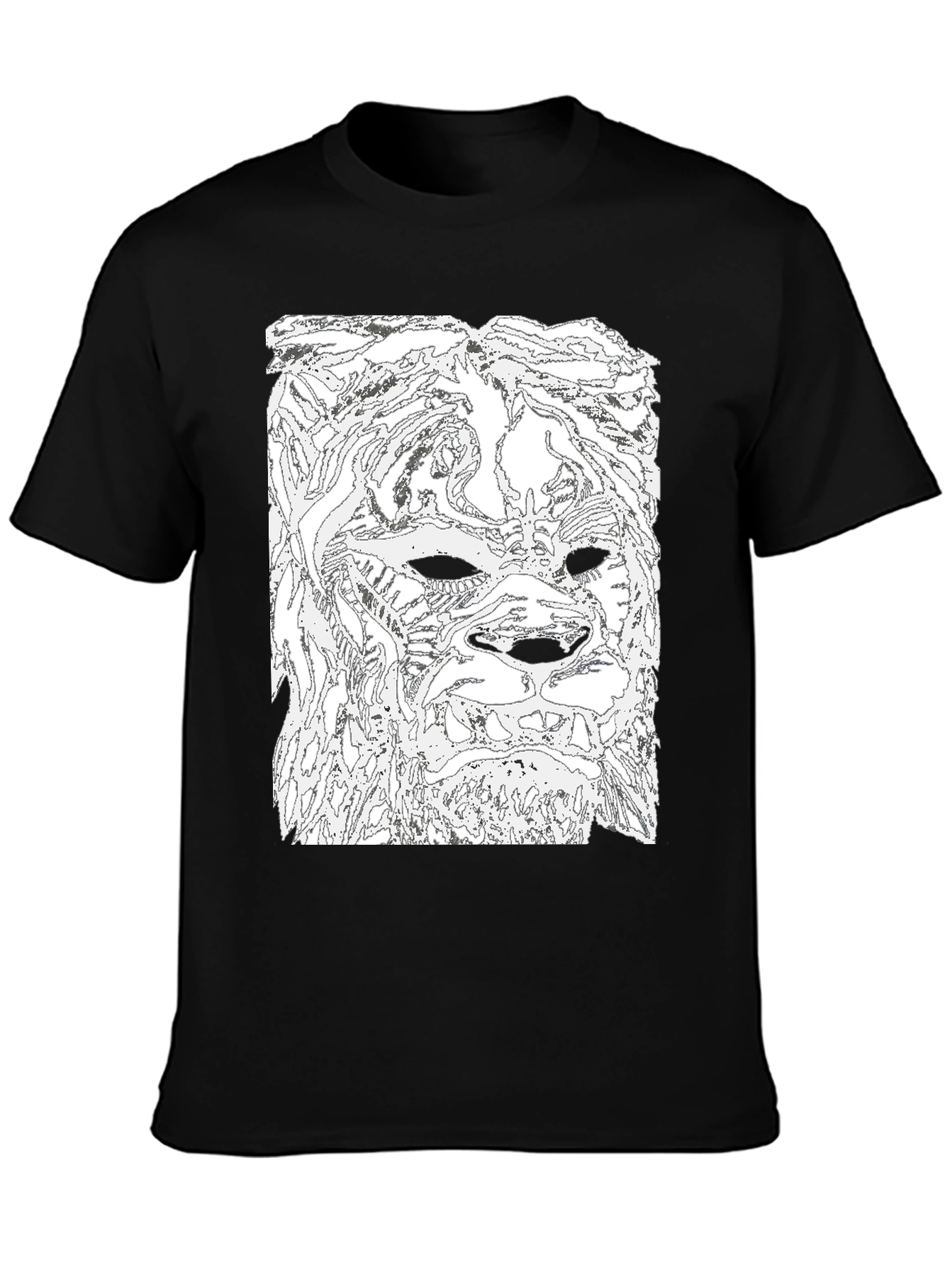 Abstract Lion Head Black T-Shirt