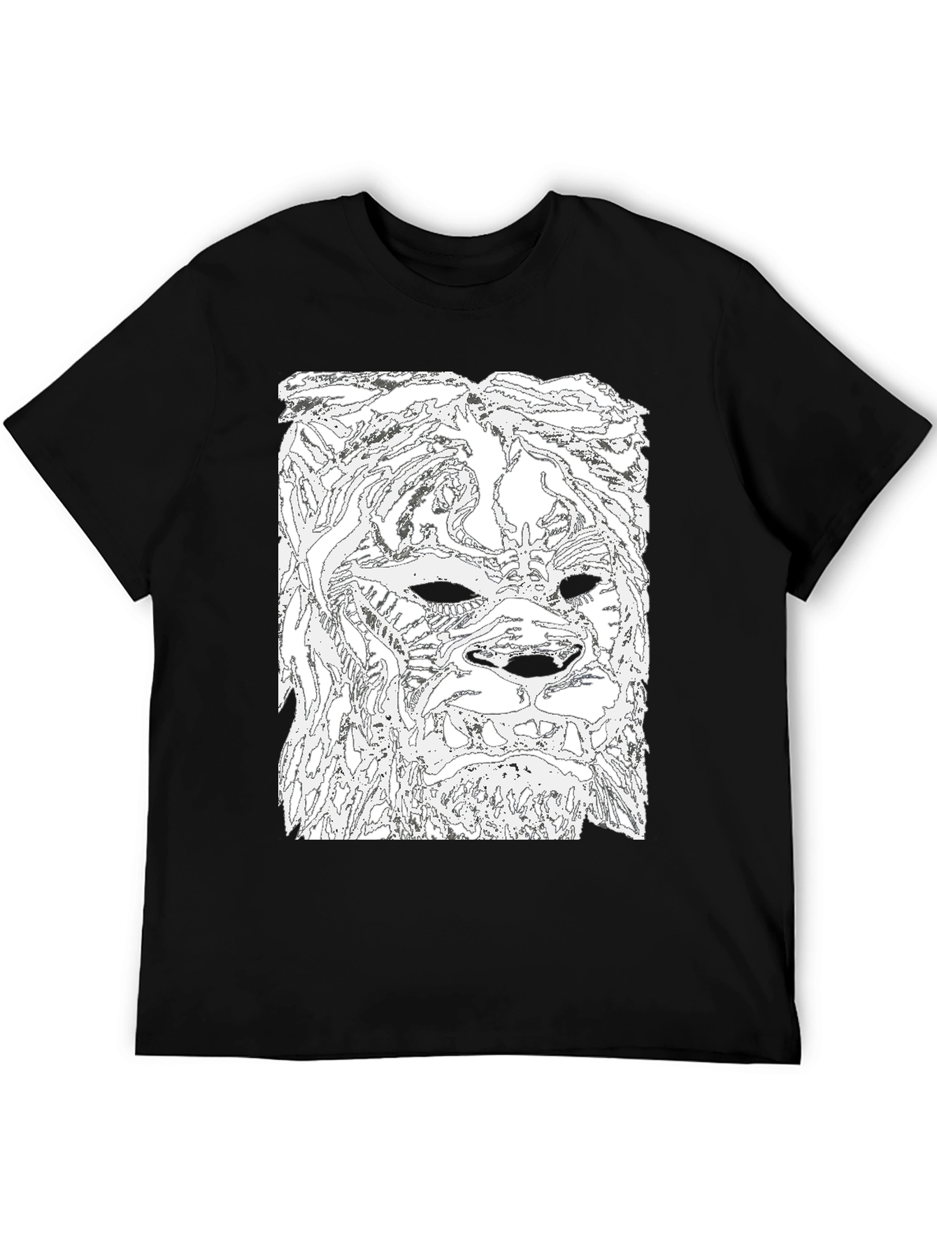 Abstract Lion Head Black T-Shirt