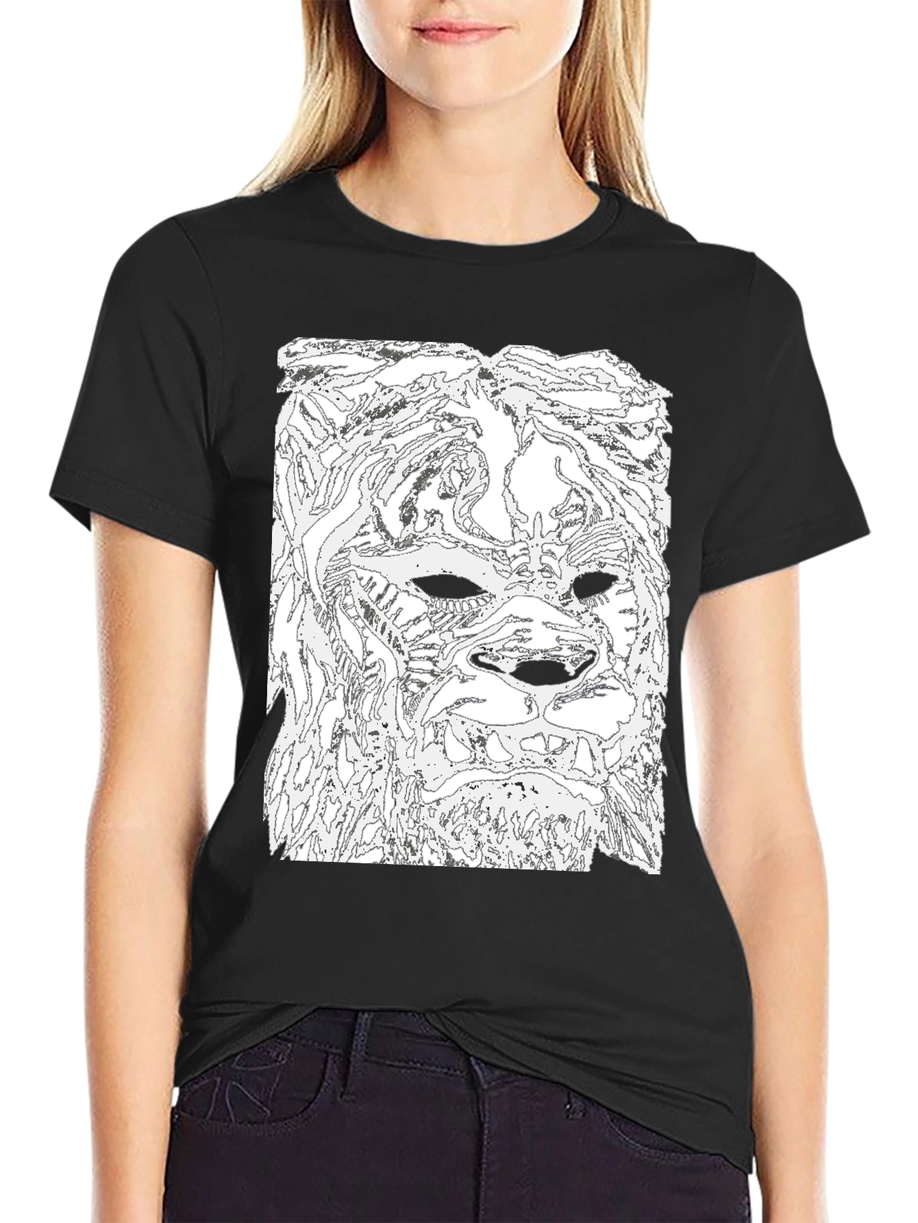 Abstract Lion Head Black T-Shirt