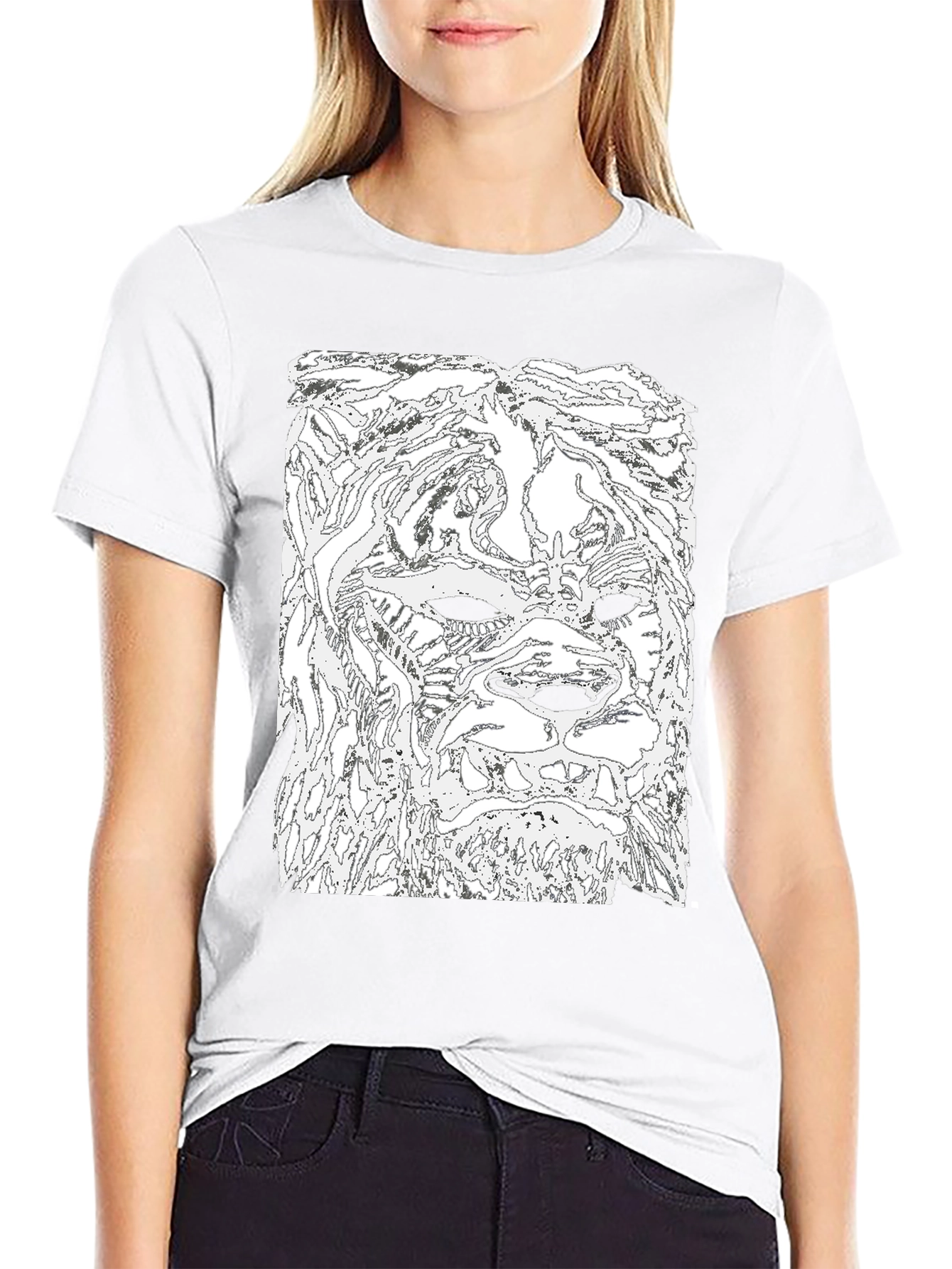 Abstract Lion Head Black T-Shirt