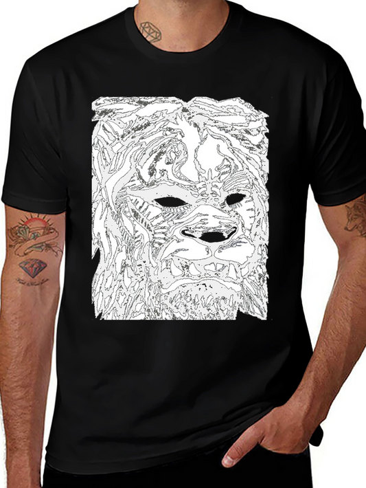 Abstract Lion Head Black T-Shirt