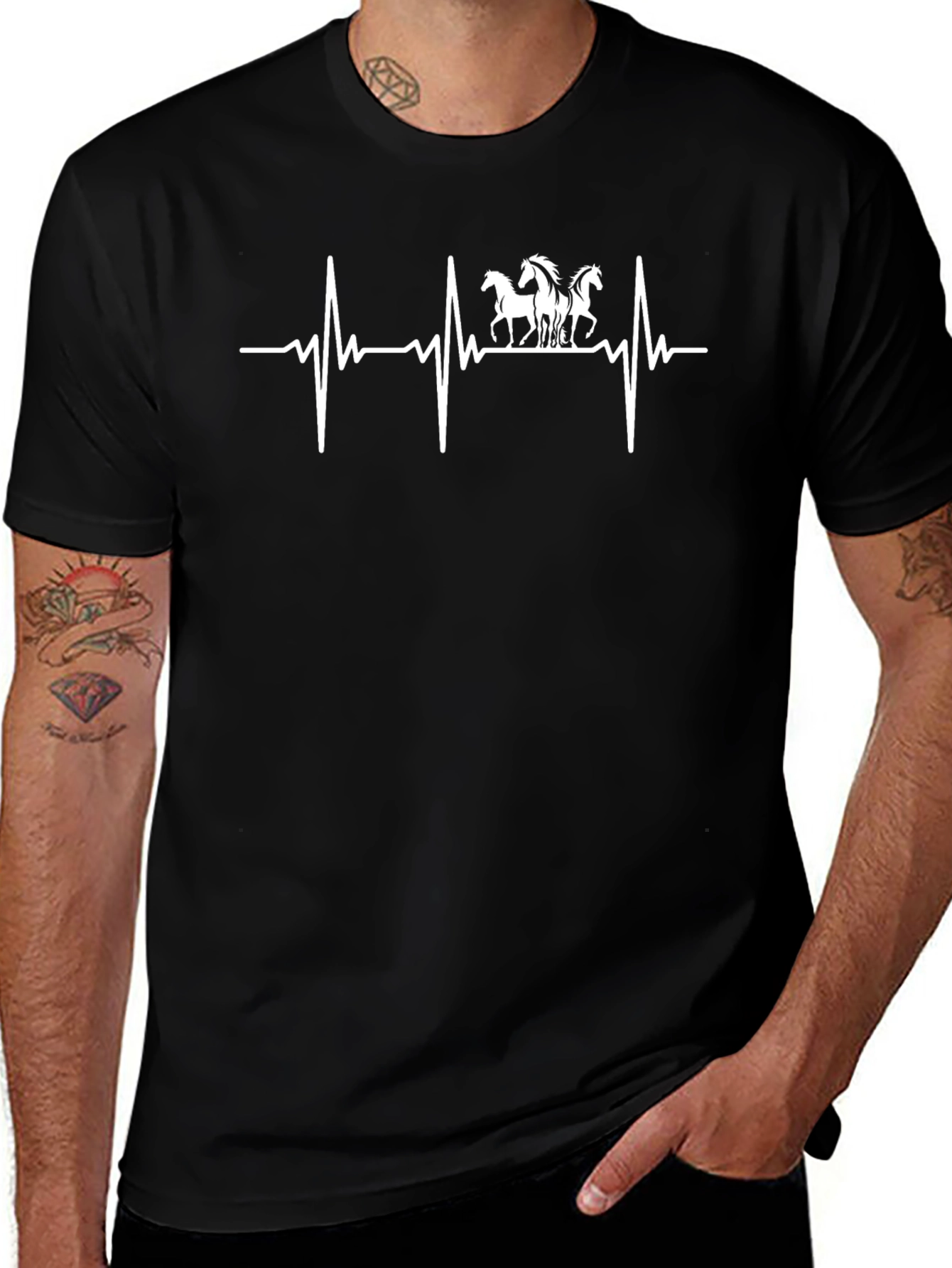 Horse Lover ECG Heartbeat T-Shirt