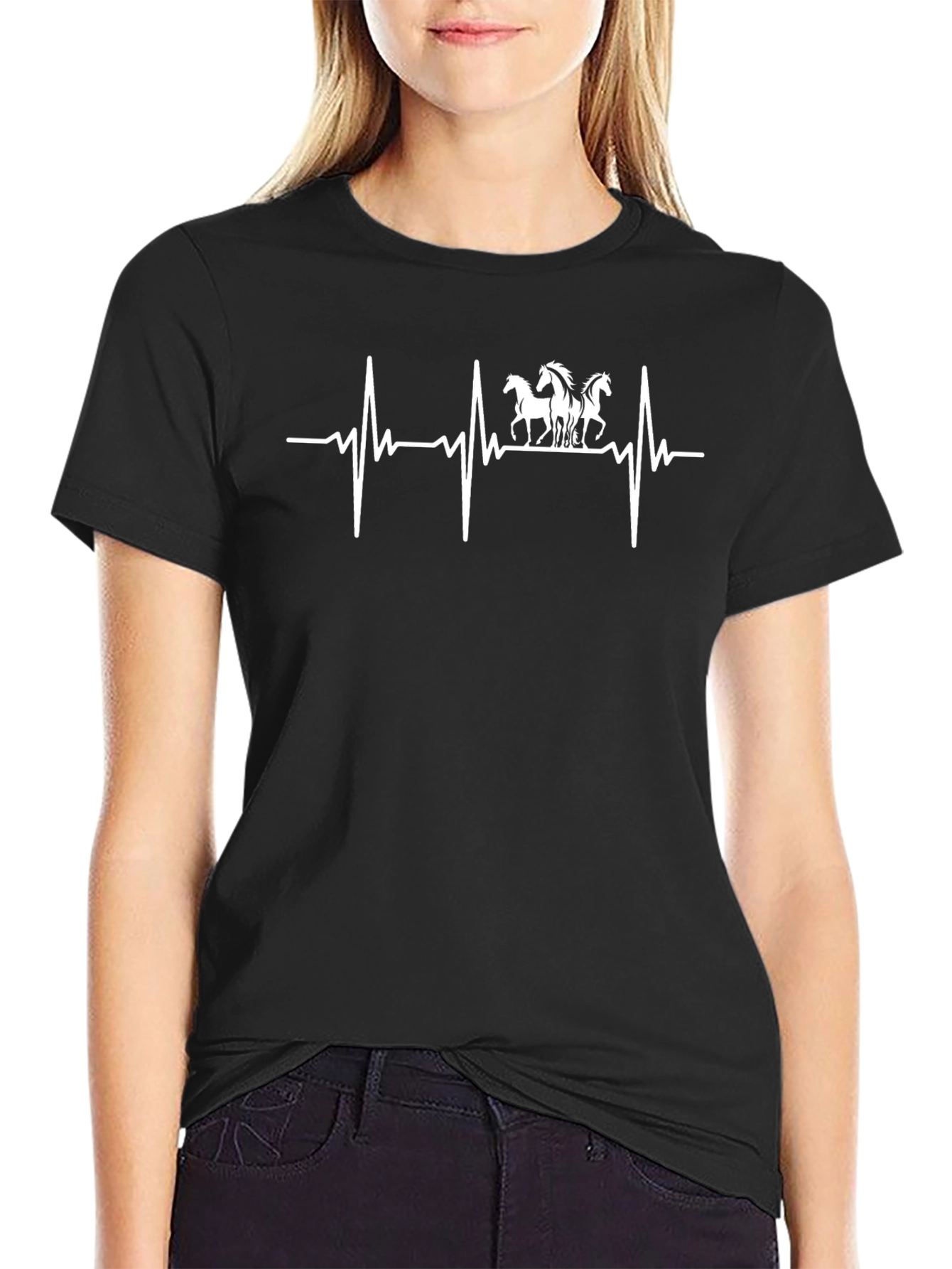 Horse Lover ECG Heartbeat T-Shirt