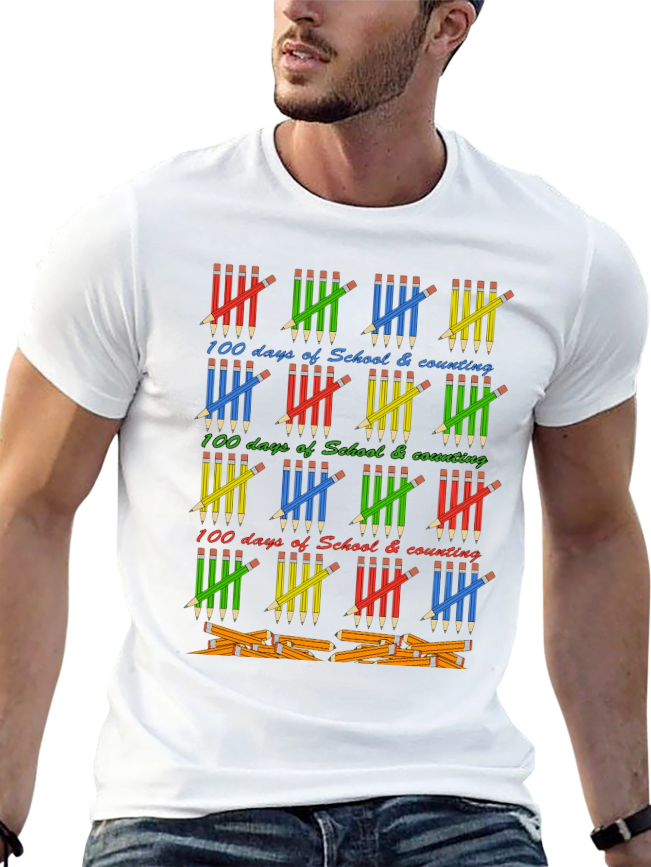 100 Days of School T-Shirt - Counting Pencils Design