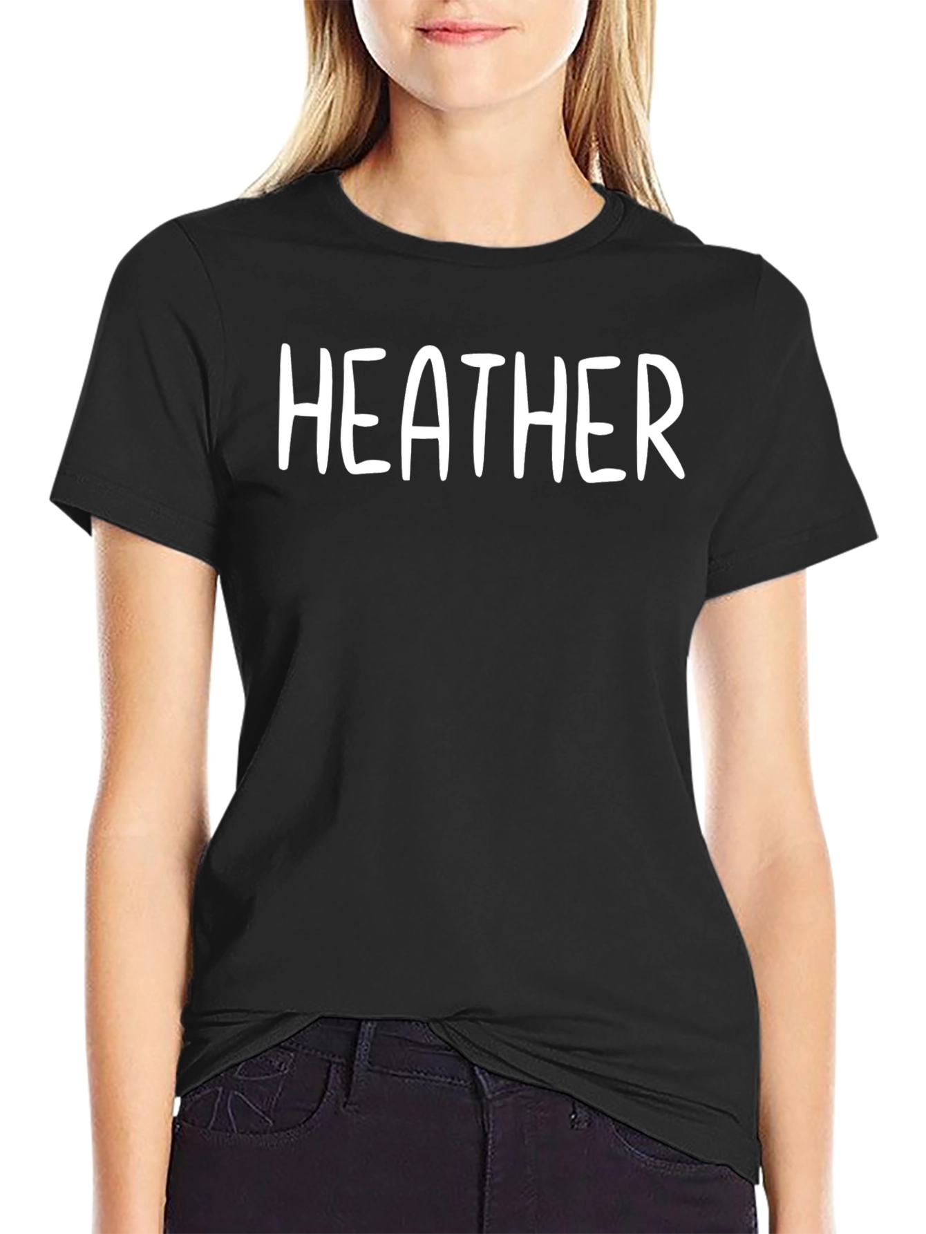 Heather Text Black T-Shirt