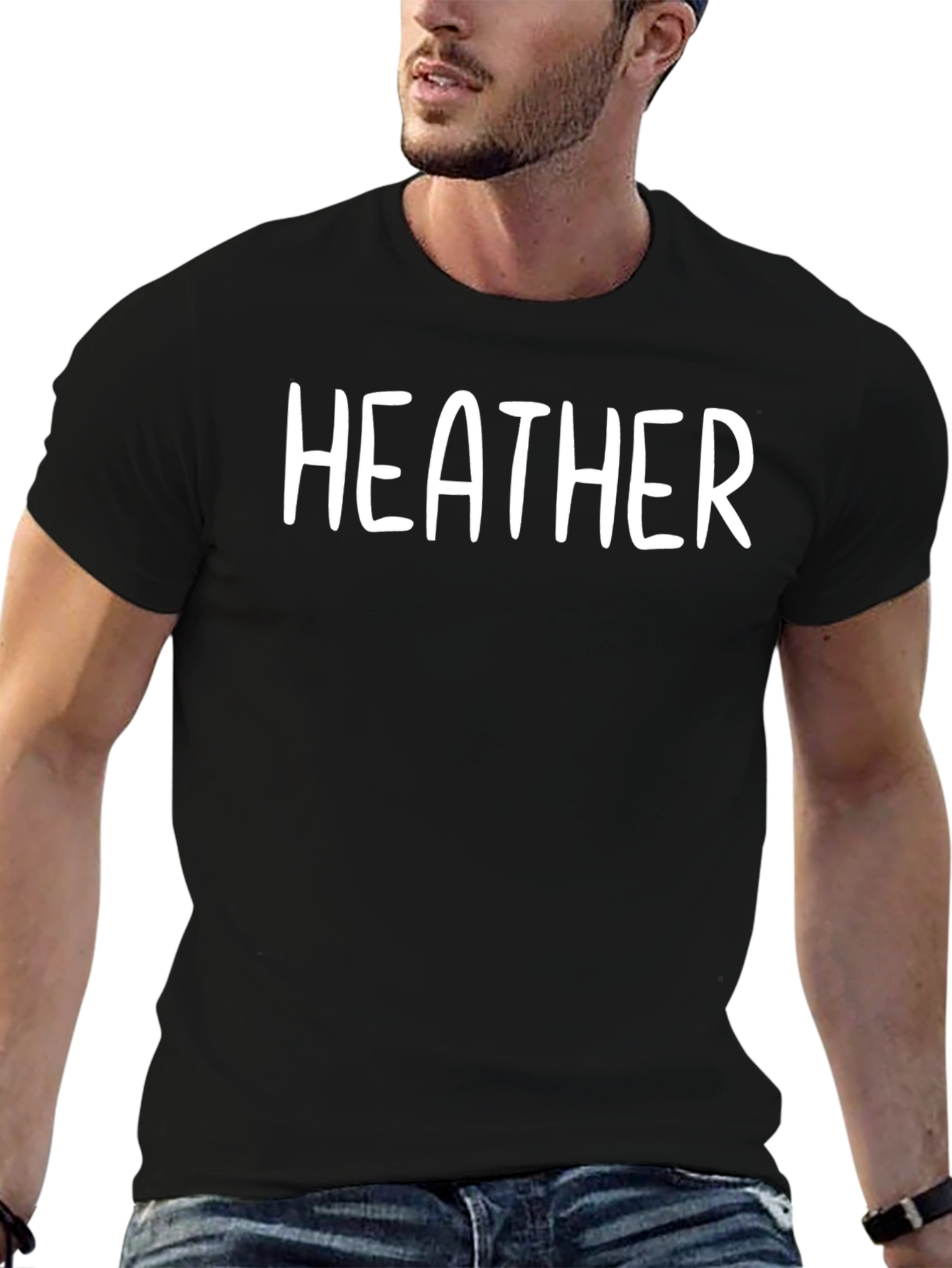 Heather Text Black T-Shirt