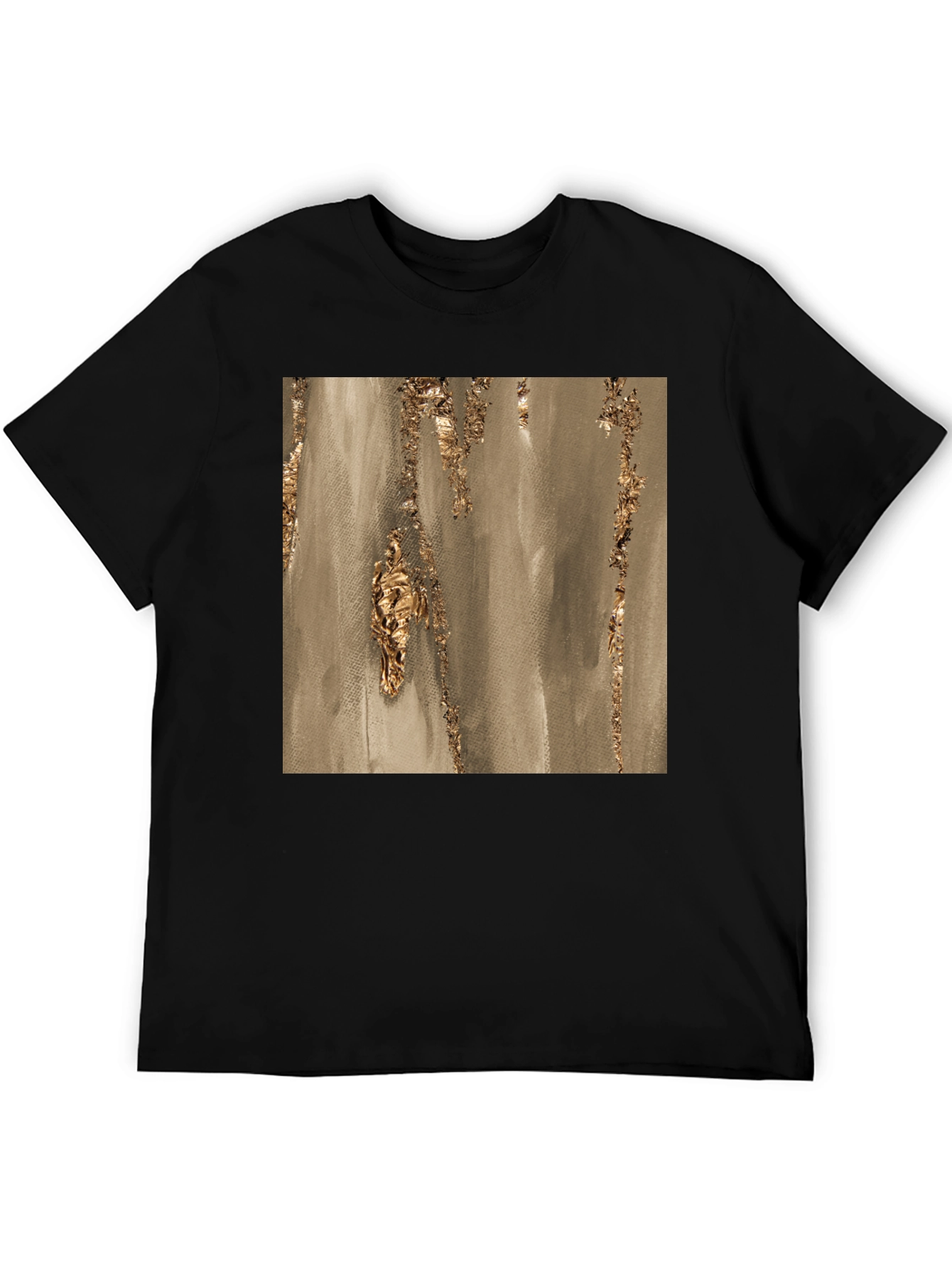 Abstract Gold Foil Art Print Black T-Shirt