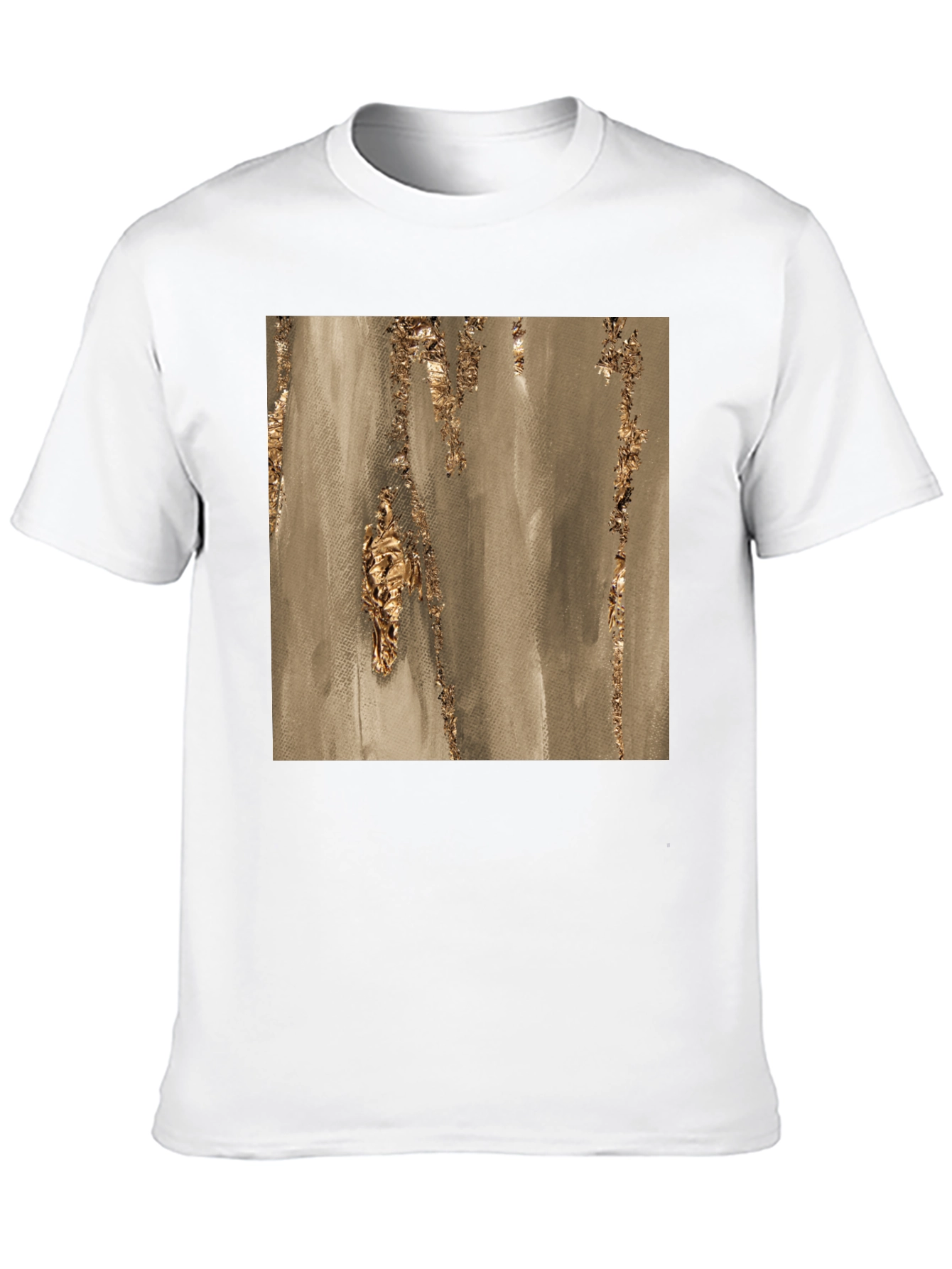 Abstract Gold Foil Art Print Black T-Shirt