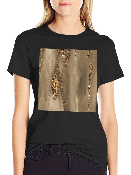 Abstract Gold Foil Art Print Black T-Shirt