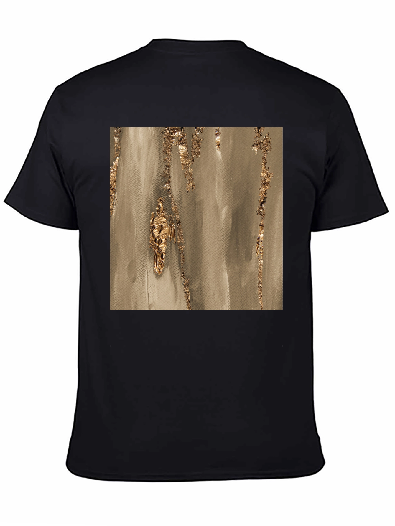 Abstract Gold Foil Art Print Black T-Shirt