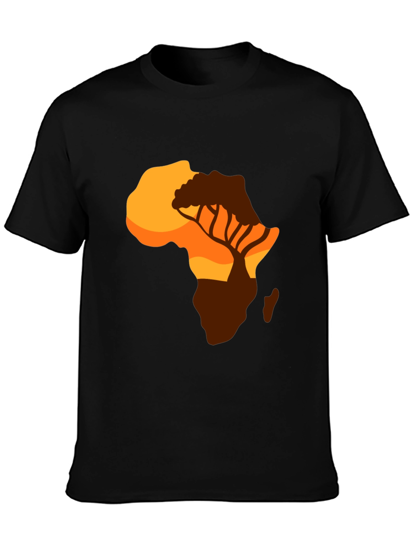 African Sunset Graphic Tee - Black Cotton T-Shirt