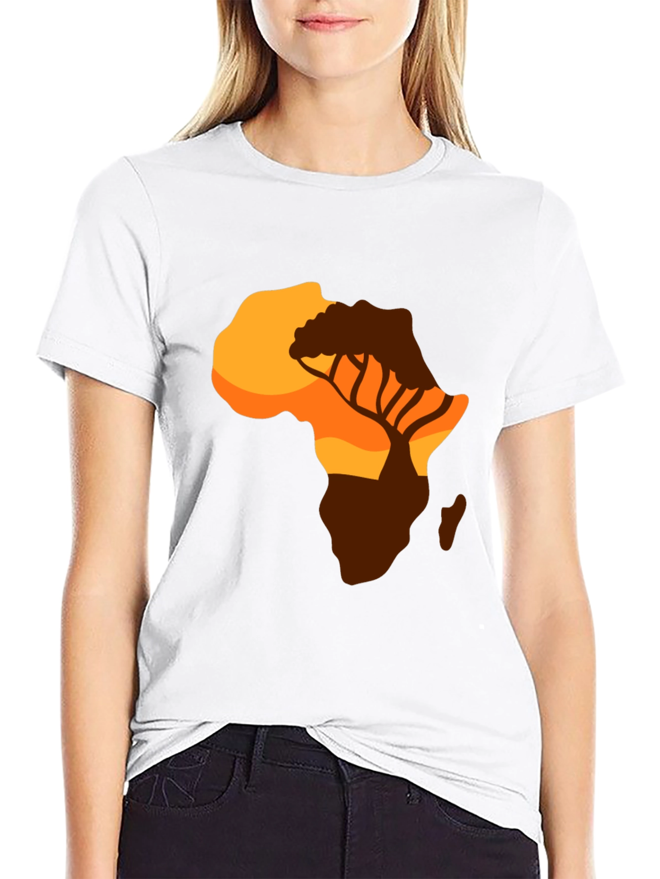 African Sunset Graphic Tee - Black Cotton T-Shirt