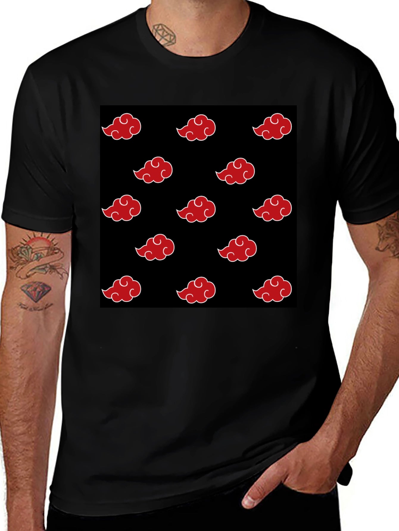 Akatsuki Cloud Pattern Black T-Shirt