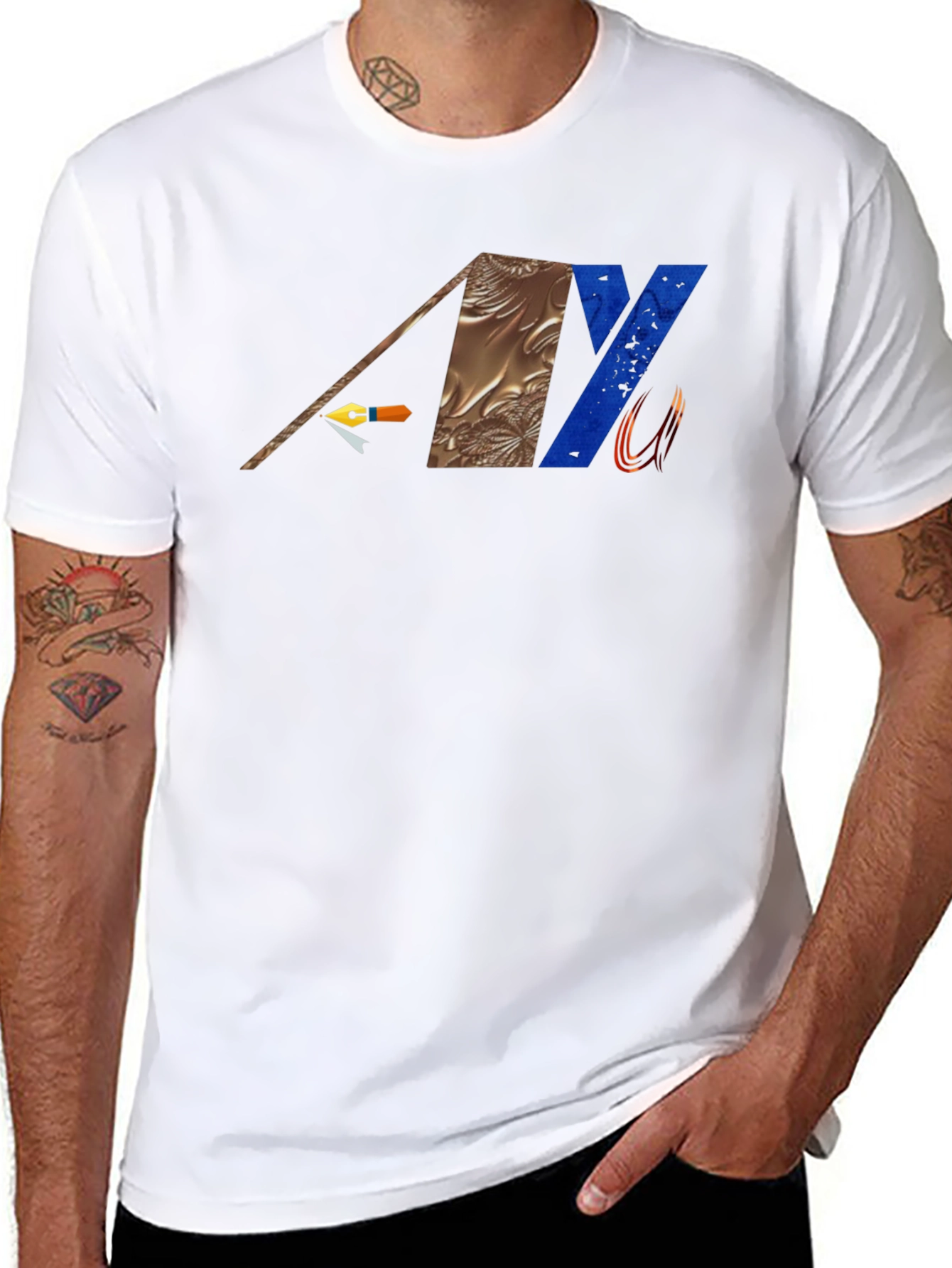 Abstract Graphic Print Mens Black T-Shirt