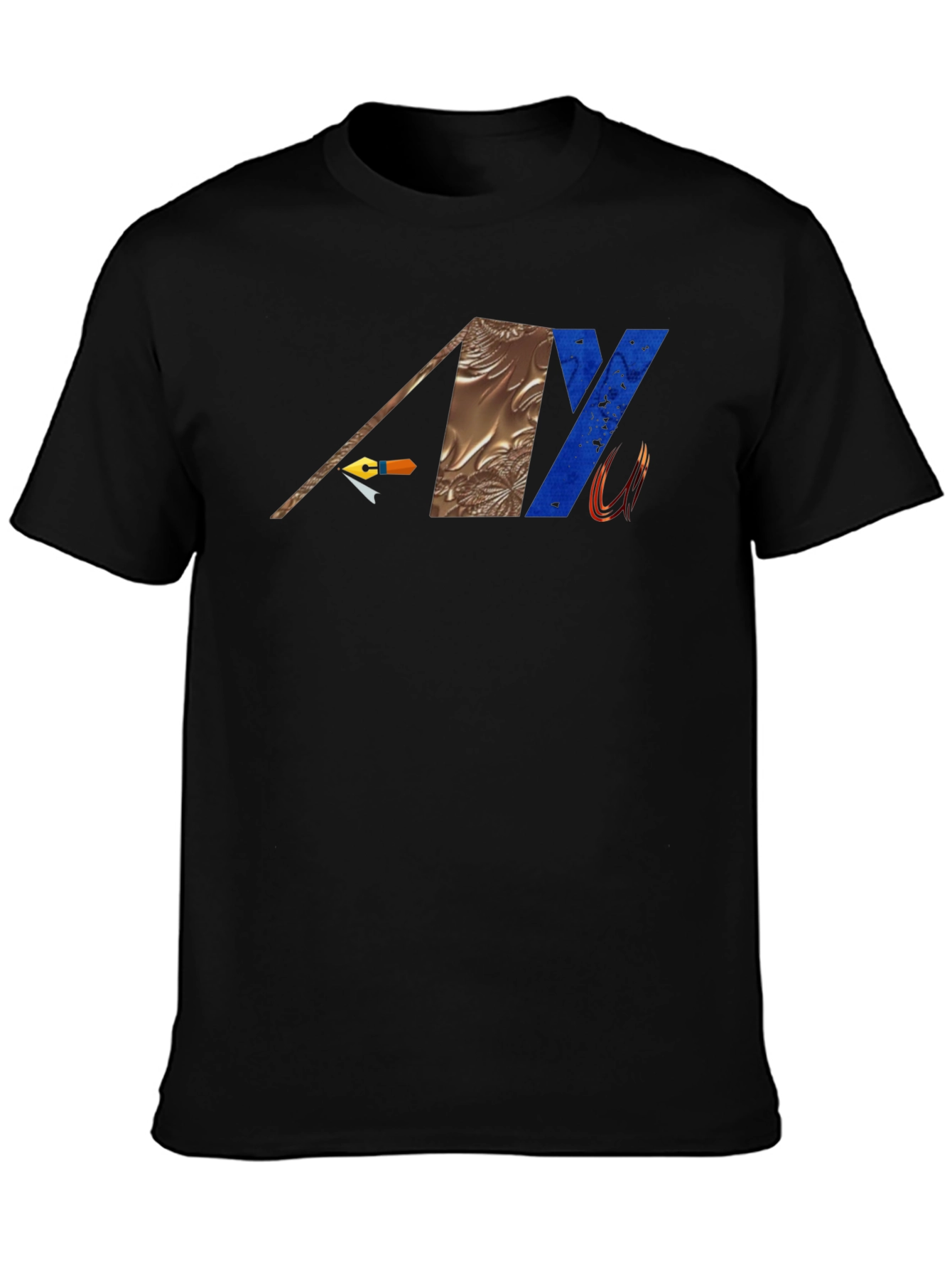 Abstract Graphic Print Mens Black T-Shirt