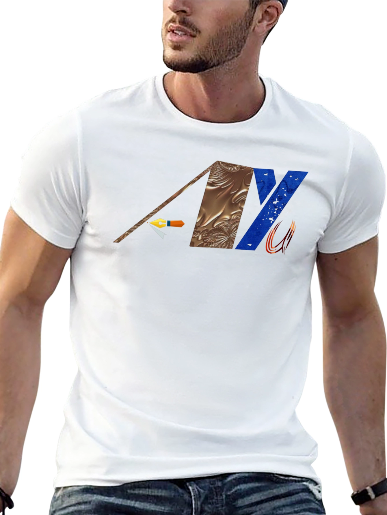 Abstract Graphic Print Mens Black T-Shirt