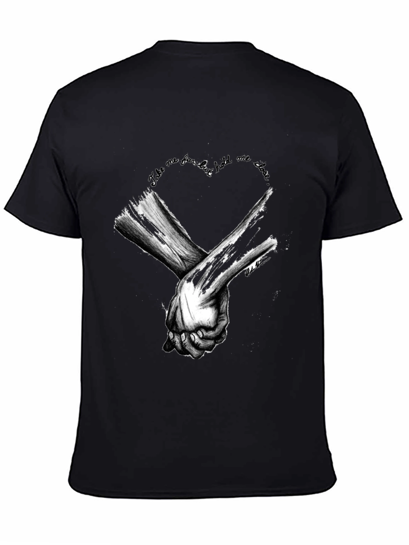 Heart Hands Graphic Tee - Stylish Black Cotton T-Shirt