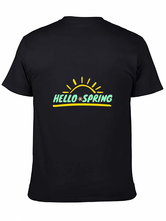 Hello Spring Graphic Tee - Black Cotton T-Shirt