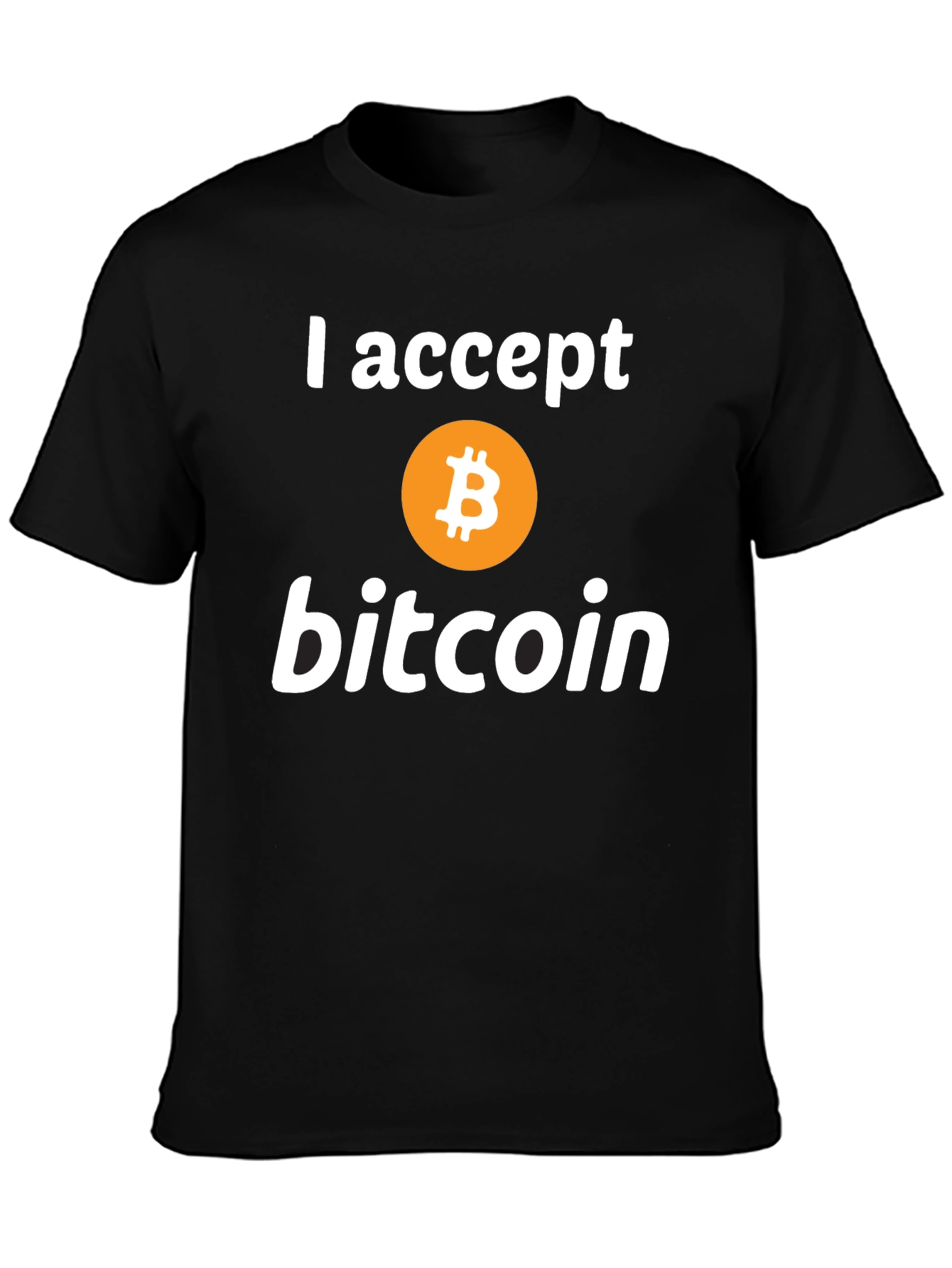 I Accept Bitcoin Black T-Shirt Crypto Currency