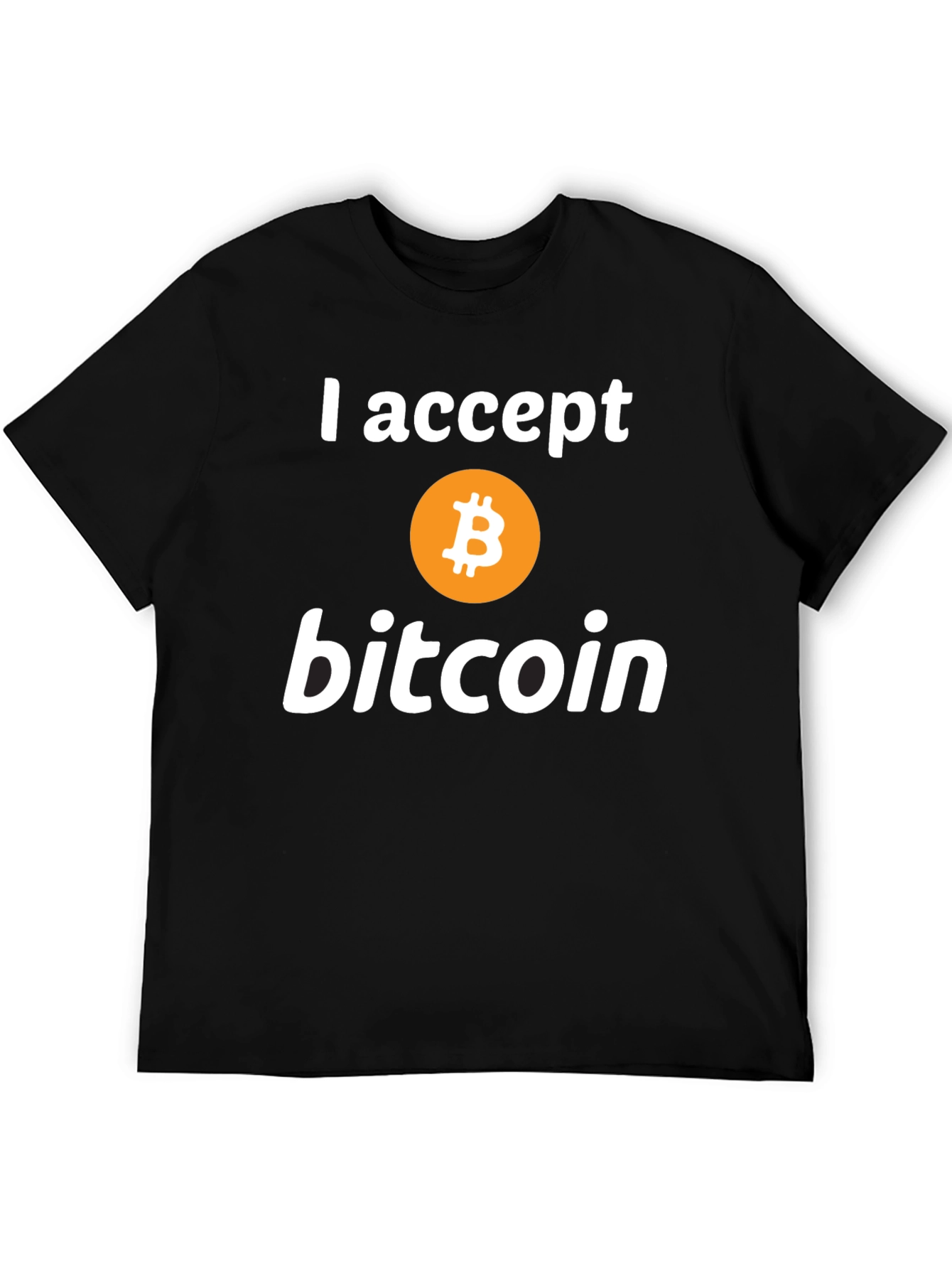 I Accept Bitcoin Black T-Shirt Crypto Currency