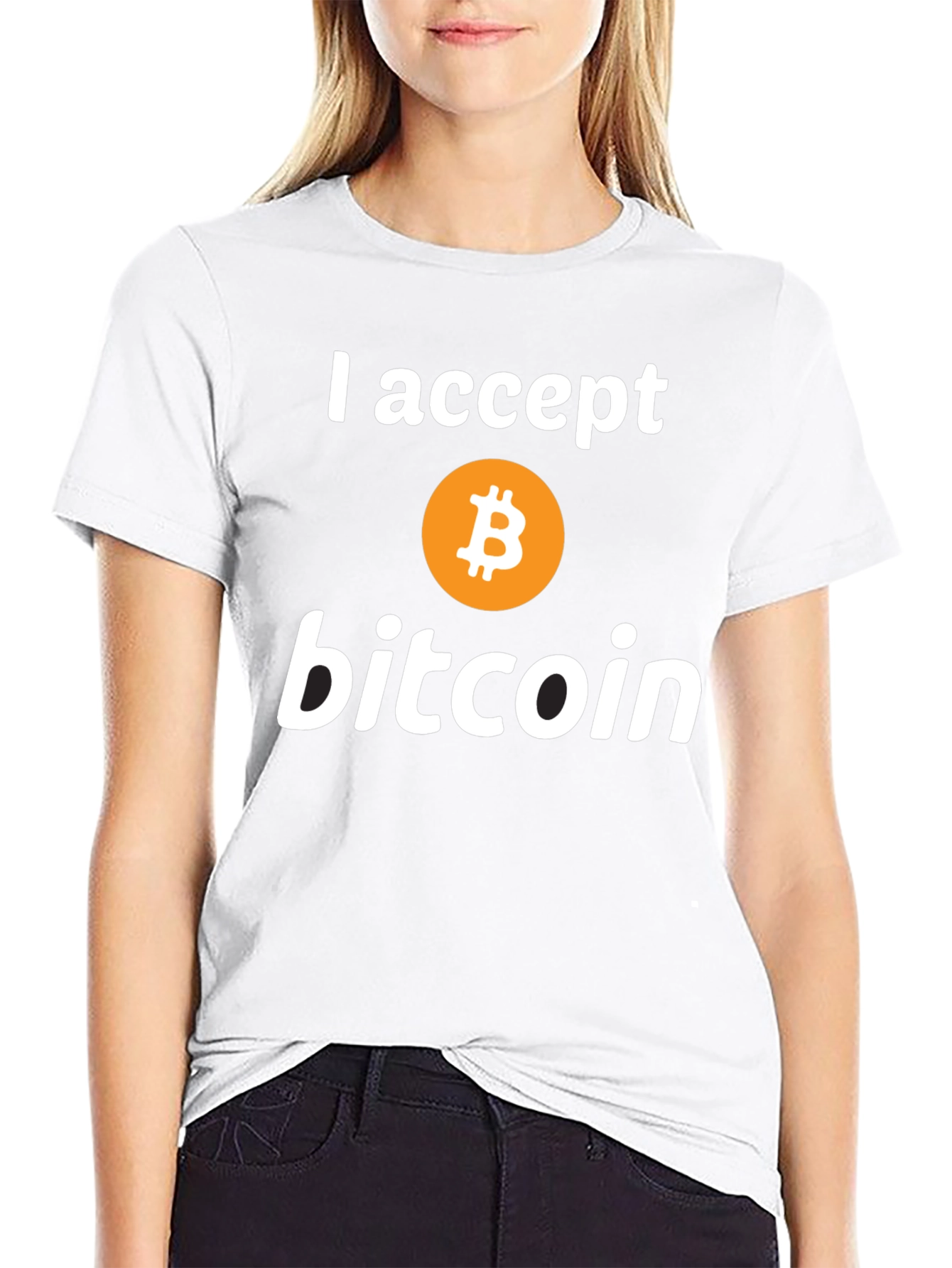 I Accept Bitcoin Black T-Shirt Crypto Currency