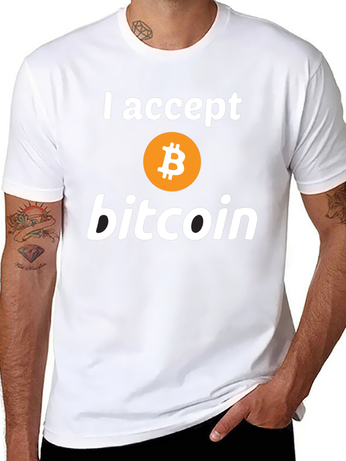 I Accept Bitcoin Black T-Shirt Crypto Currency