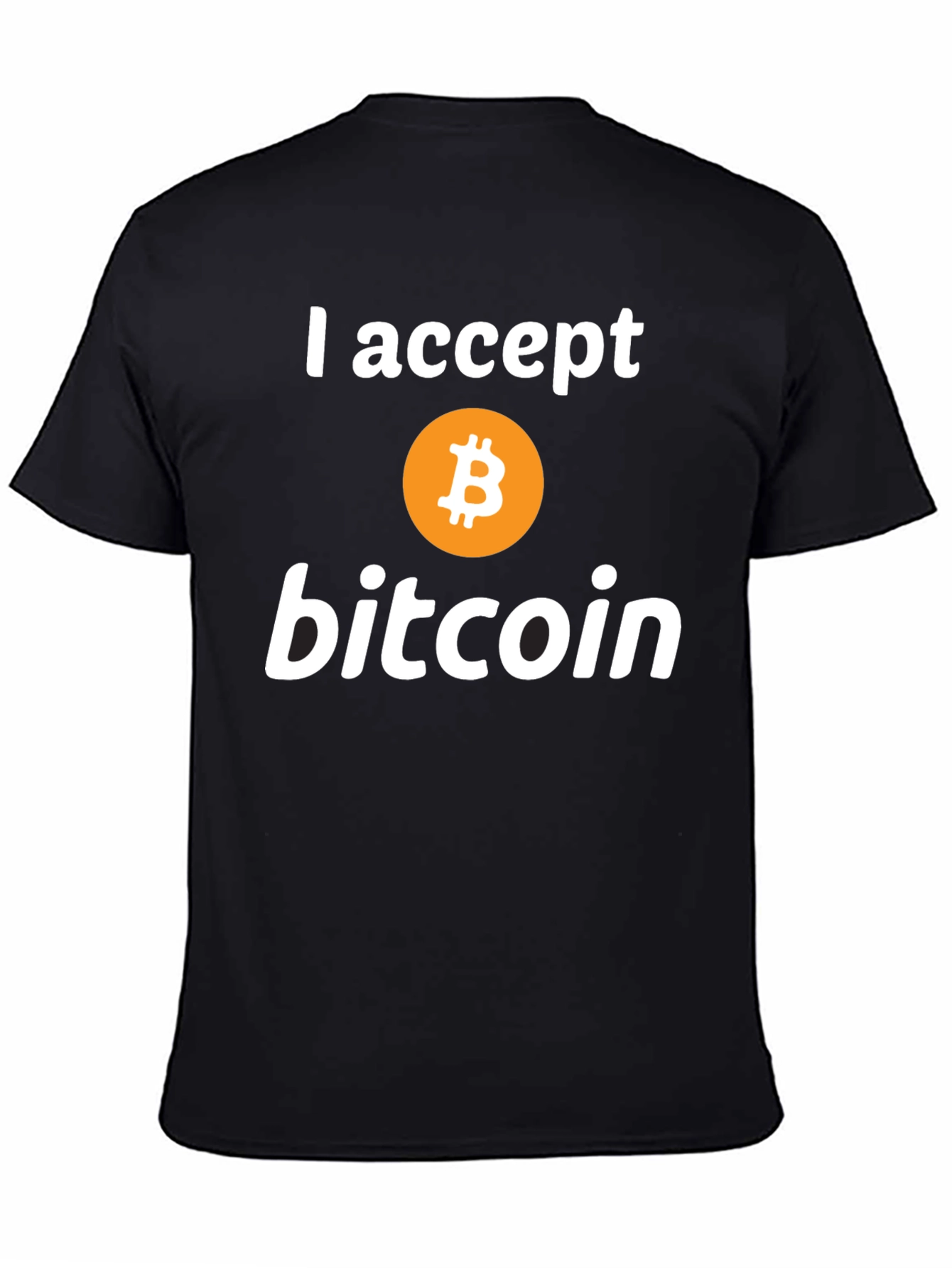 I Accept Bitcoin Black T-Shirt Crypto Currency