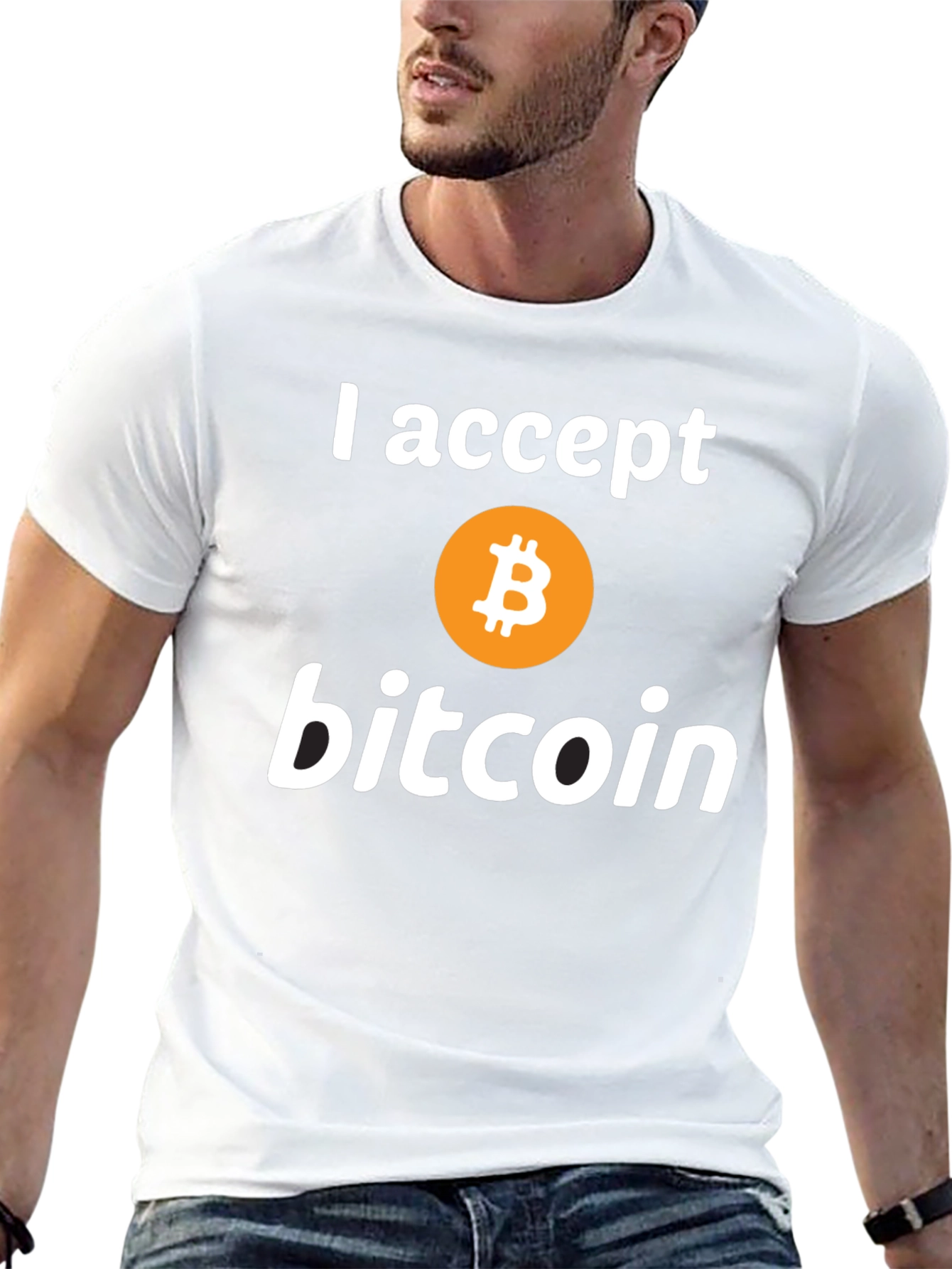 I Accept Bitcoin Black T-Shirt Crypto Currency