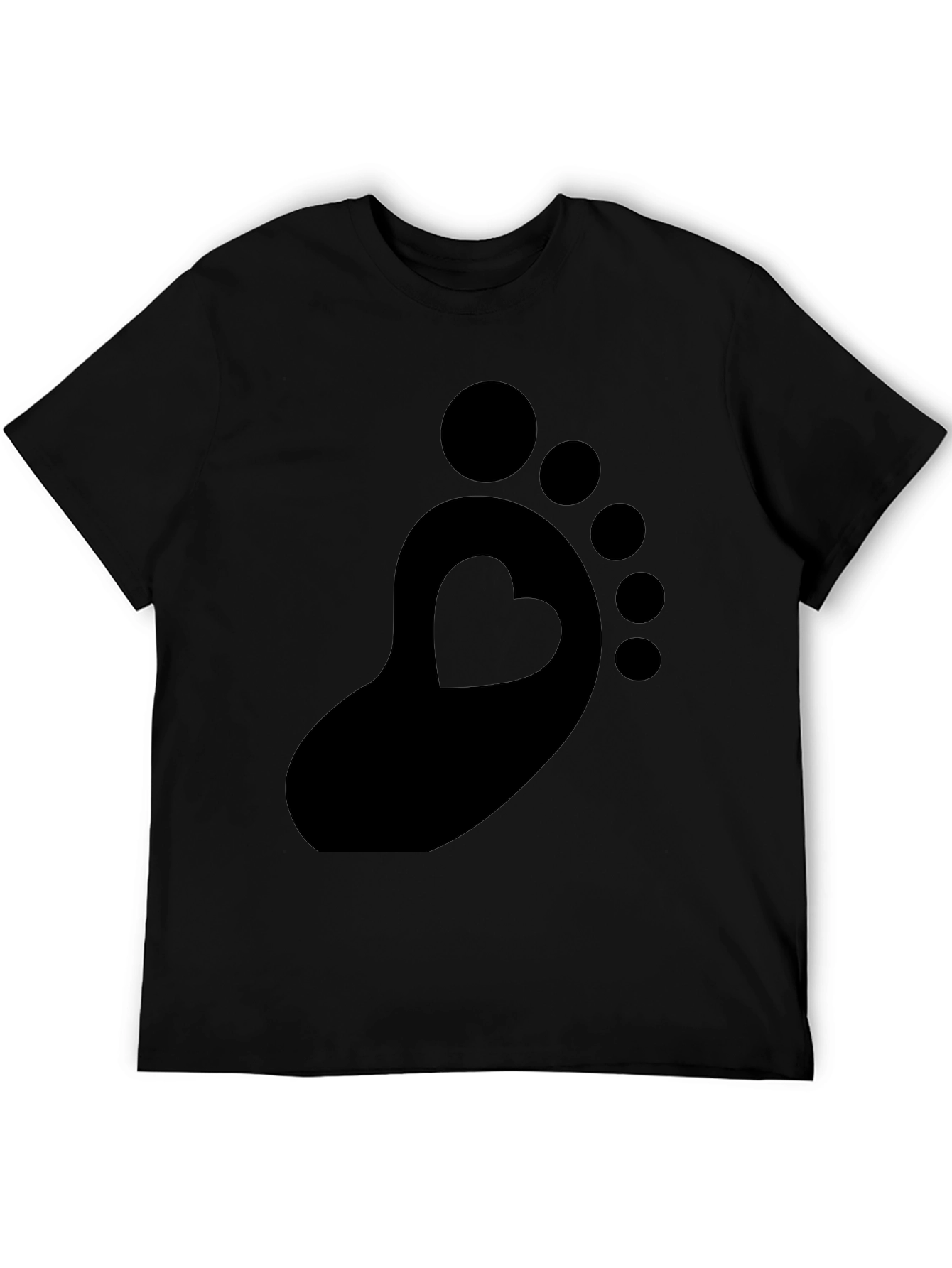 Heart Footprint Black T-Shirt