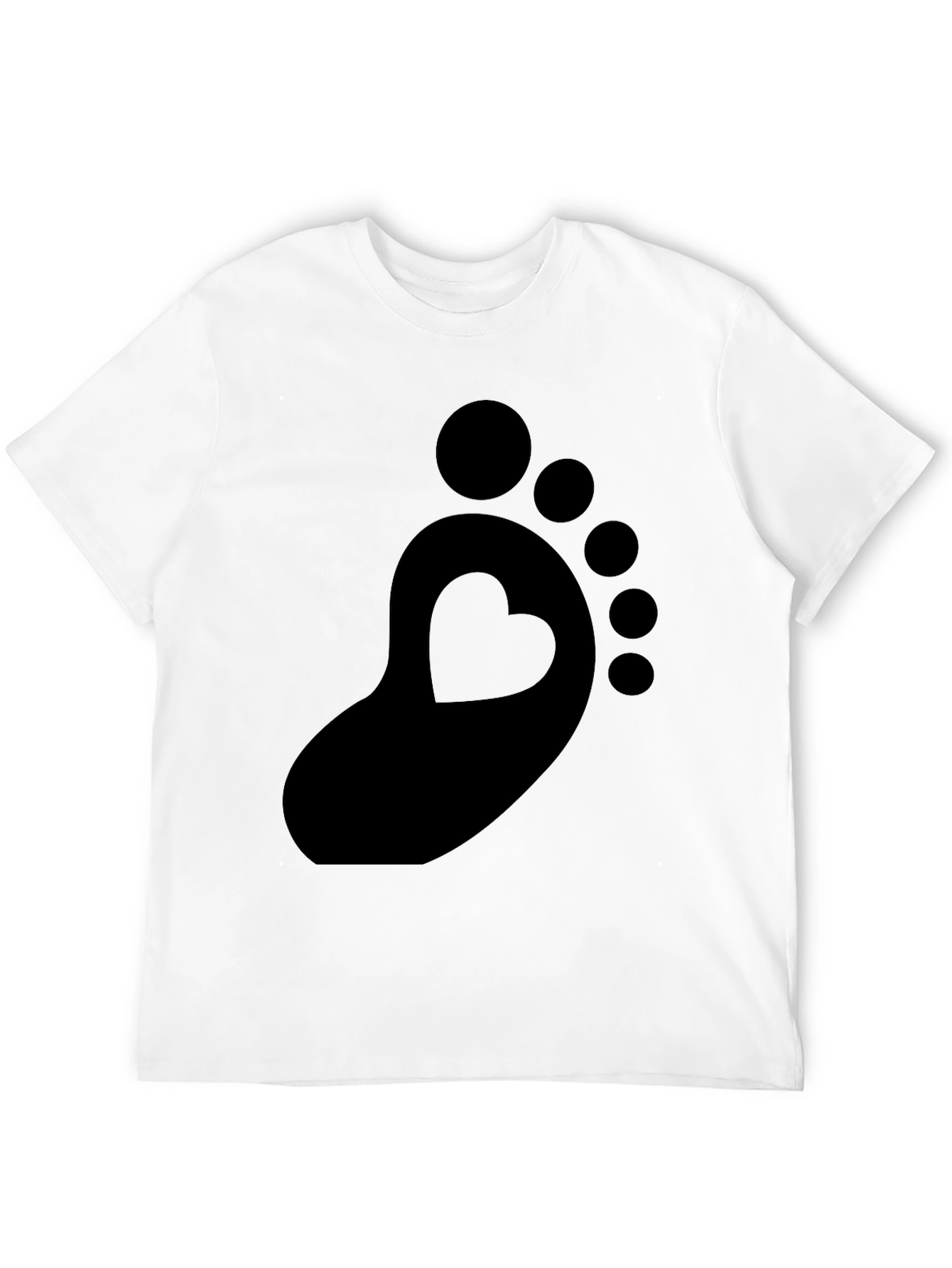 Heart Footprint Black T-Shirt