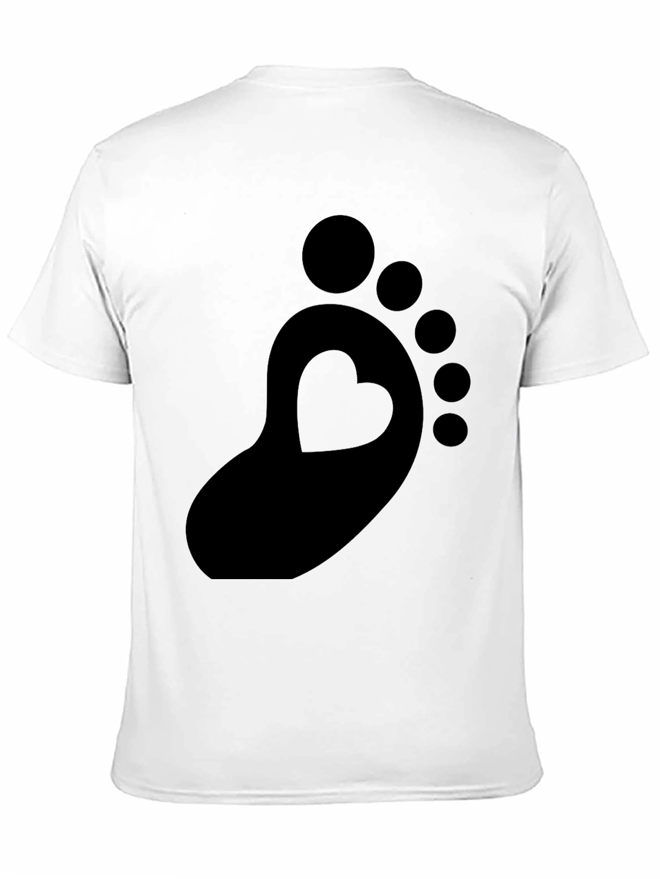 Heart Footprint Black T-Shirt