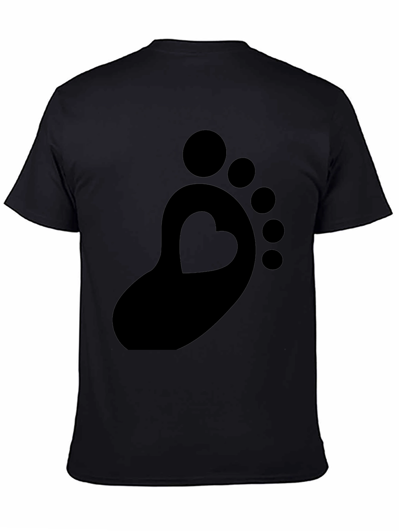 Heart Footprint Black T-Shirt