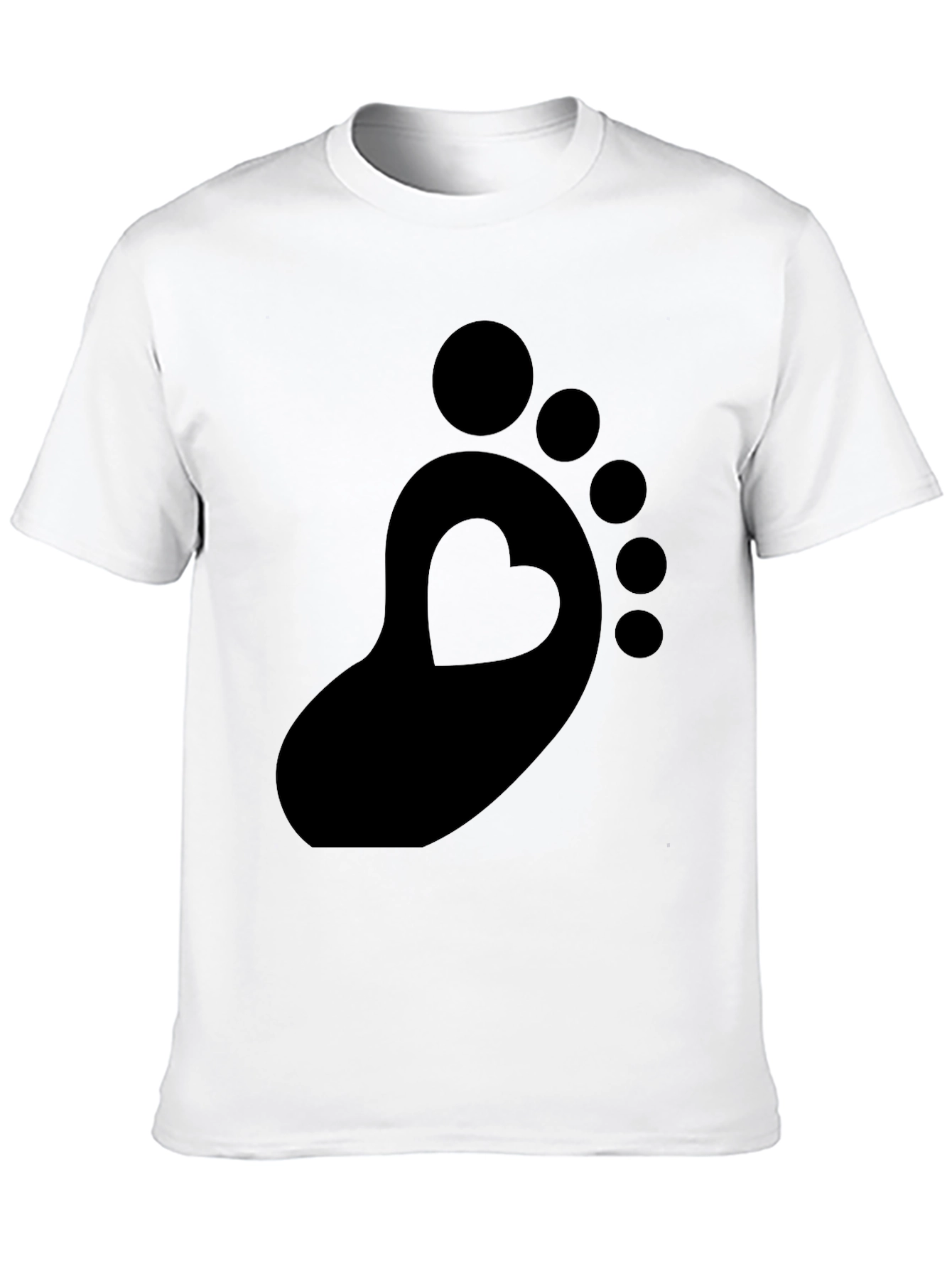 Heart Footprint Black T-Shirt