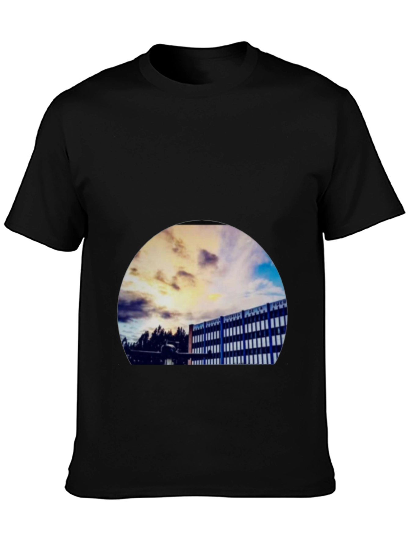 Abstract Building Print Black T-Shirt