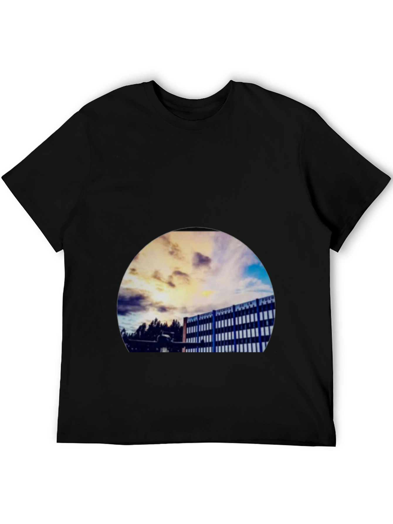 Abstract Building Print Black T-Shirt