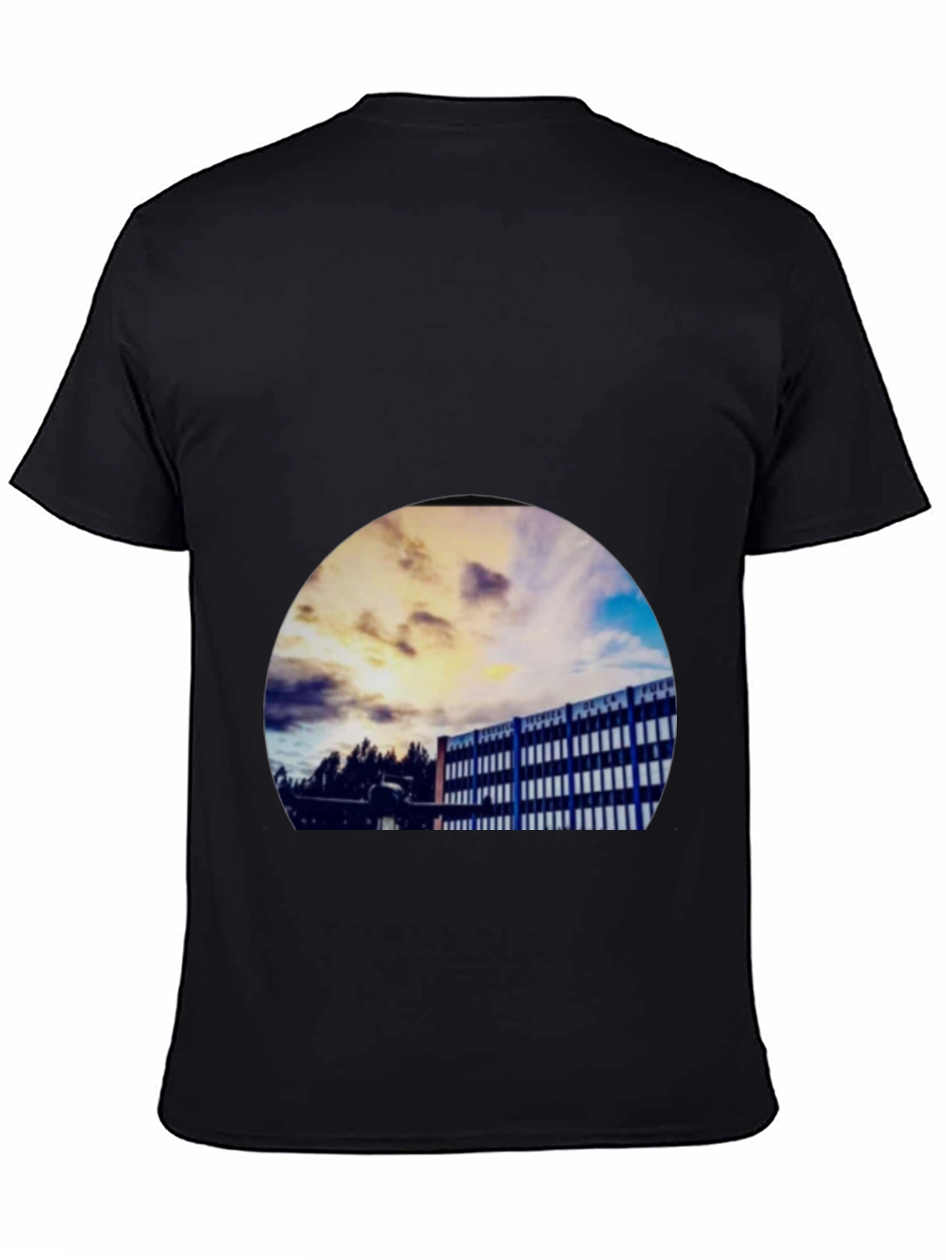 Abstract Building Print Black T-Shirt