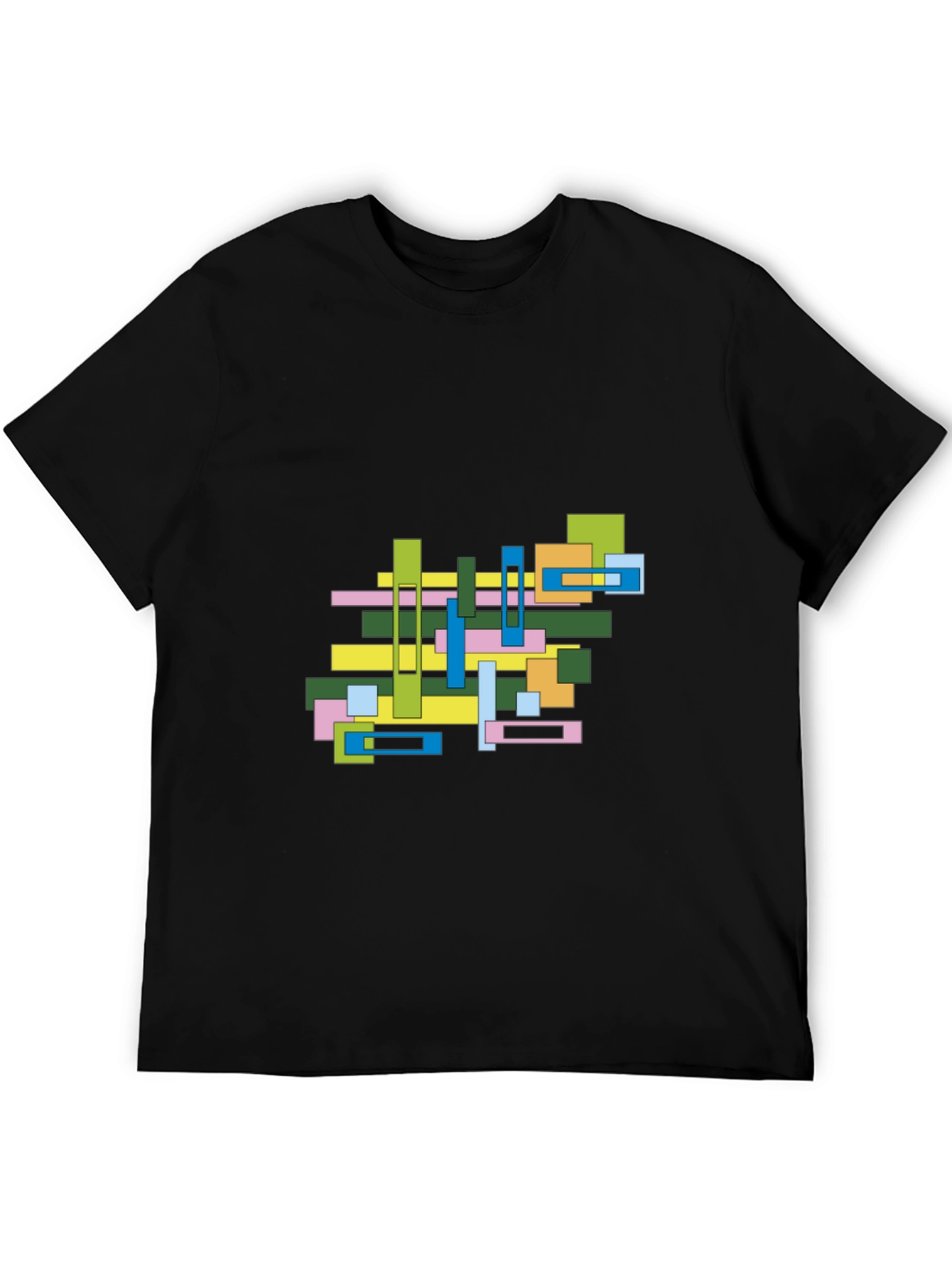 Abstract Geometric Graphic Print Black Tee