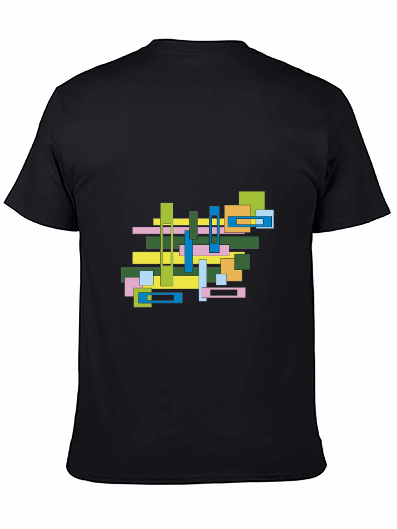 Abstract Geometric Graphic Print Black Tee